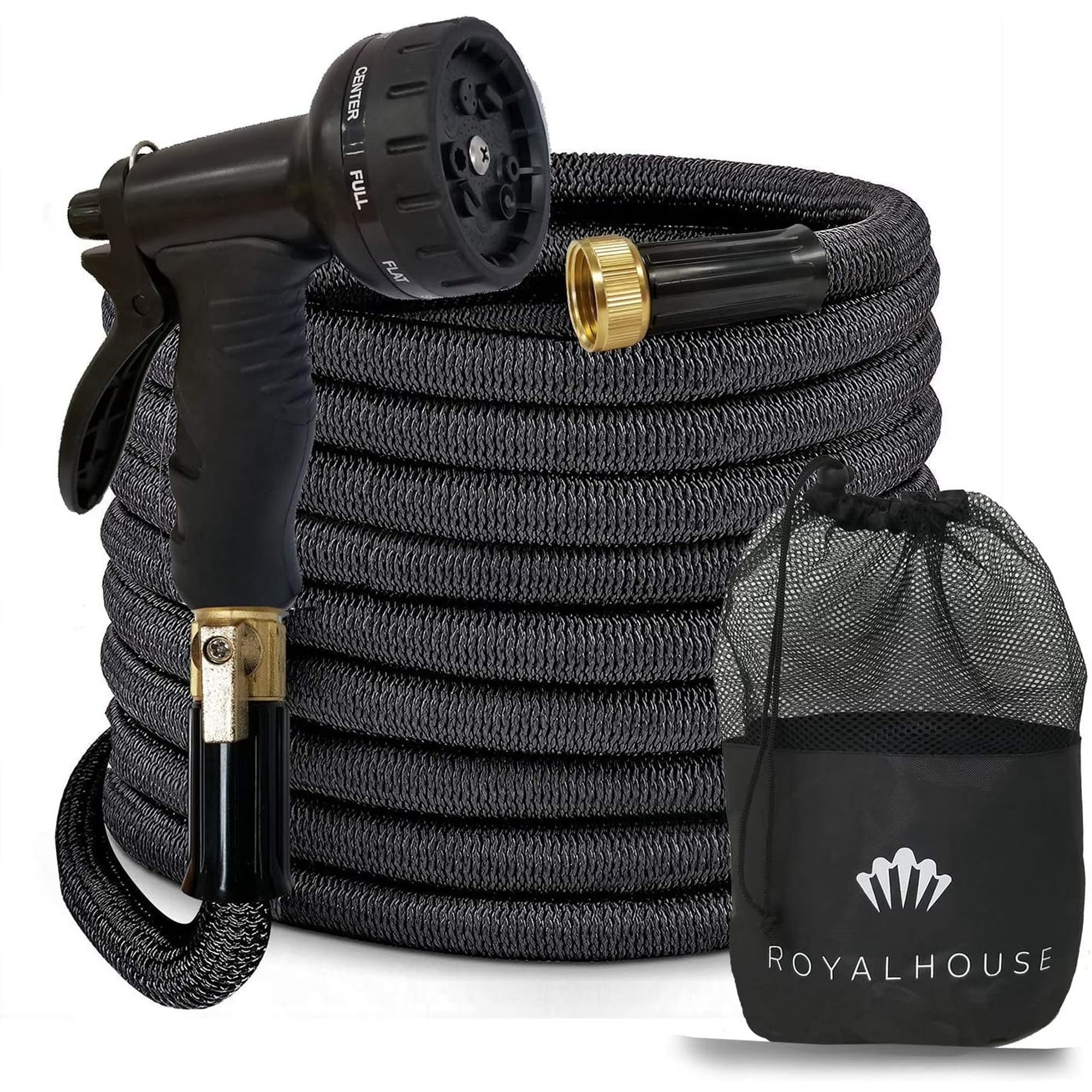 Expandable Garden Hose with 8-Pattern Spray Nozzle – Durable, Flexible, Multipurpose, Black