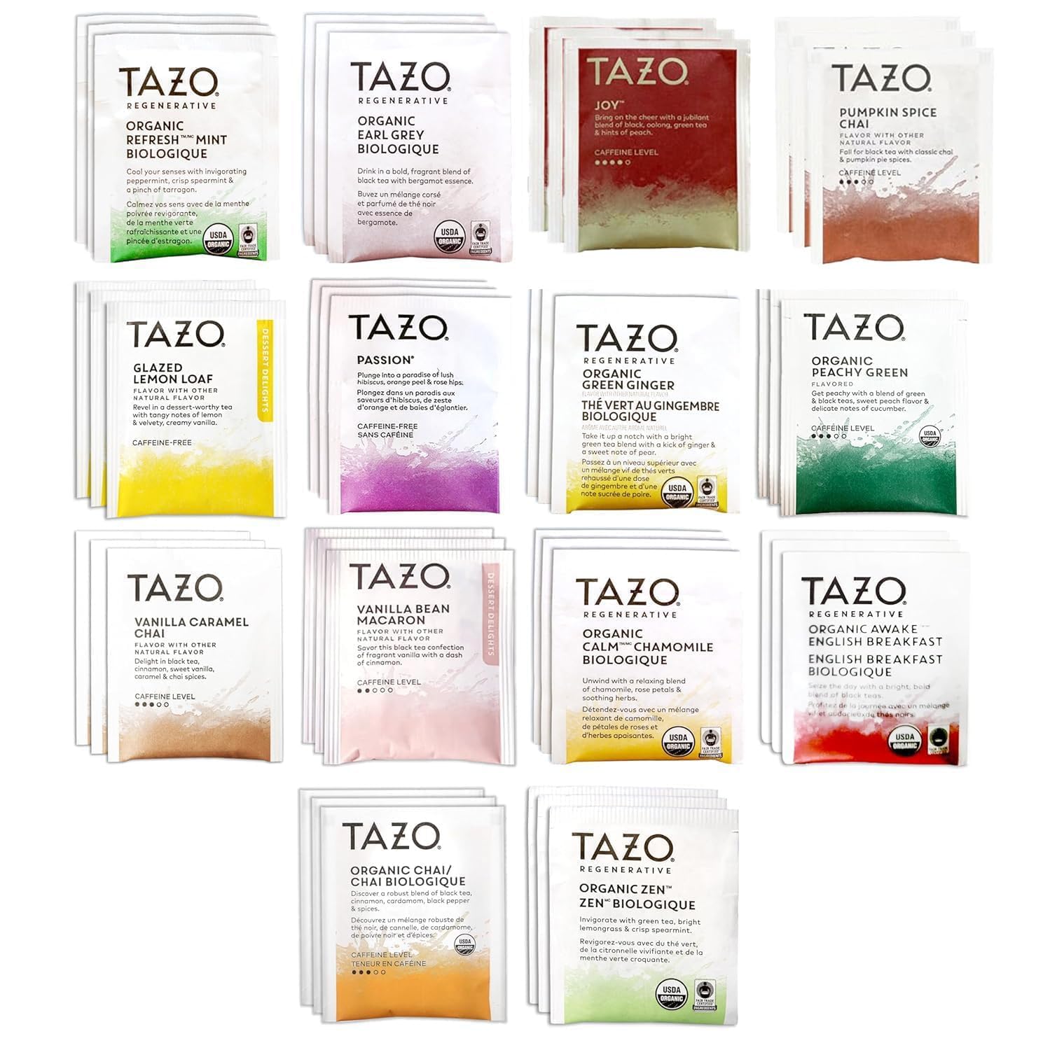 Tea Bags Sampler Assortment Variety Pack Gift Box (42 Count) - 14 Different Flavors