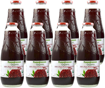 100% Organic Pomegranate Juice - 33.8 Oz Glass Bottle (8 Pack)