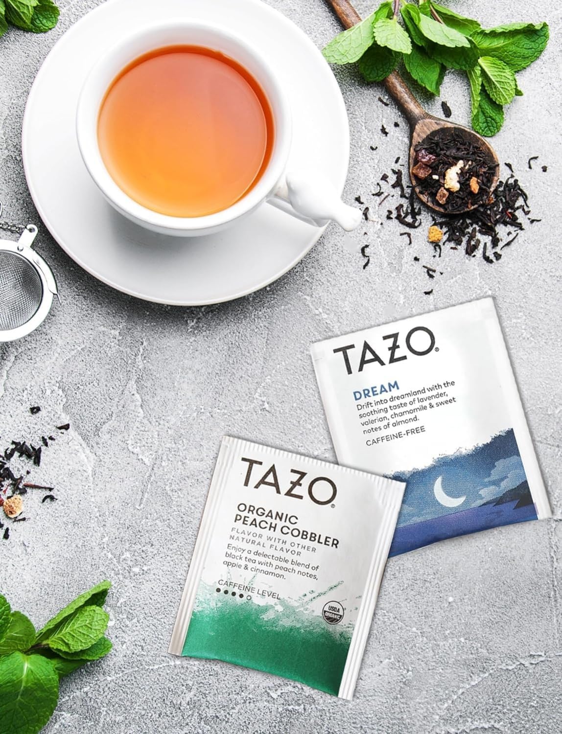 Tea Bags Sampler Variety Pack with Handmade Cotton Pouch