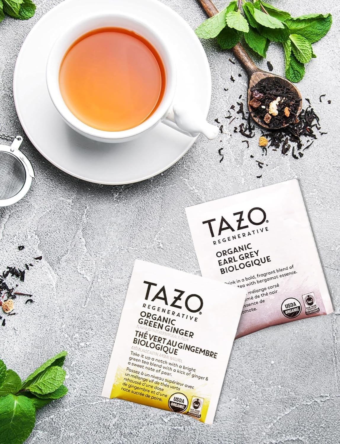 Tea Bags Sampler Variety Pack with Handmade Cotton Pouch