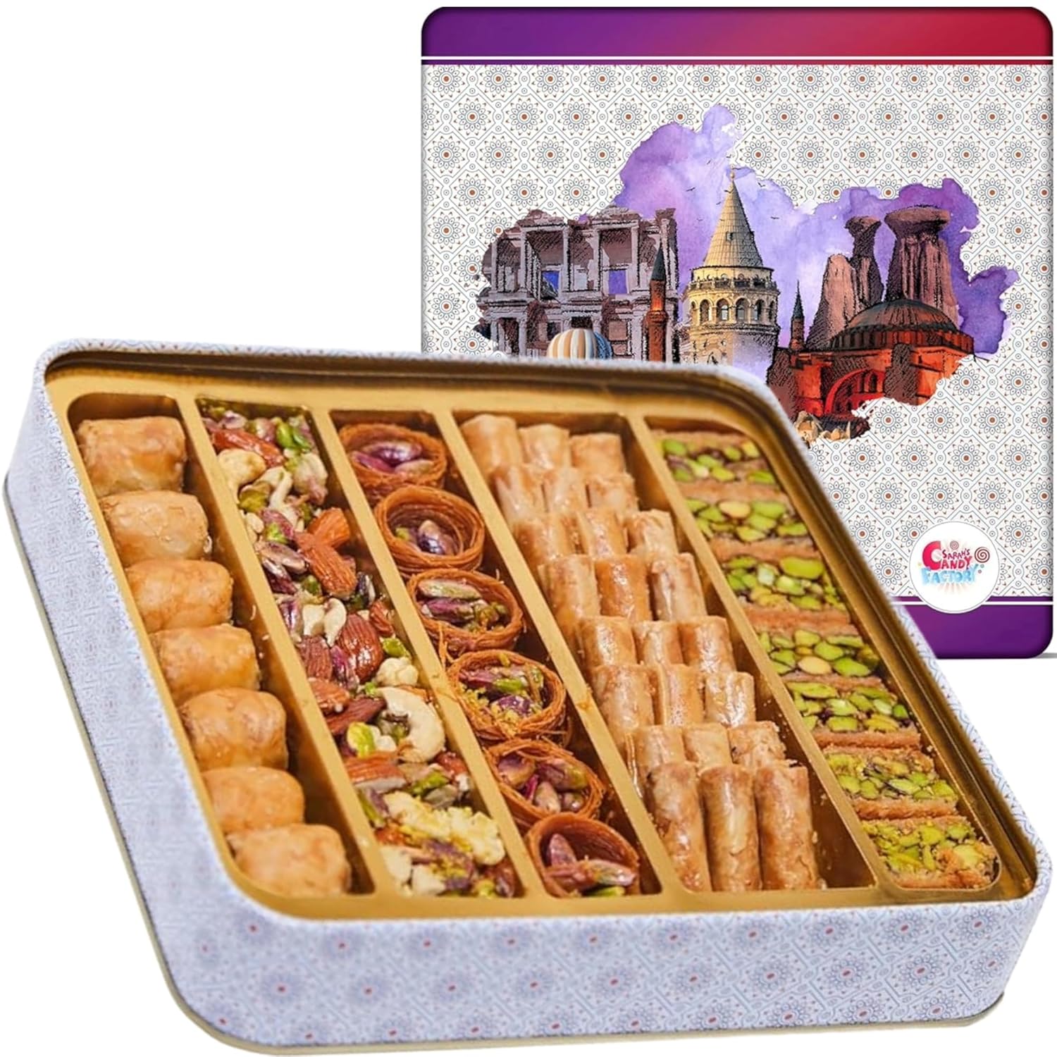 Sarah's Candy Factory 1.1 Lb Assorted Premium Baklava Pastry Gift Box Halal Snacks