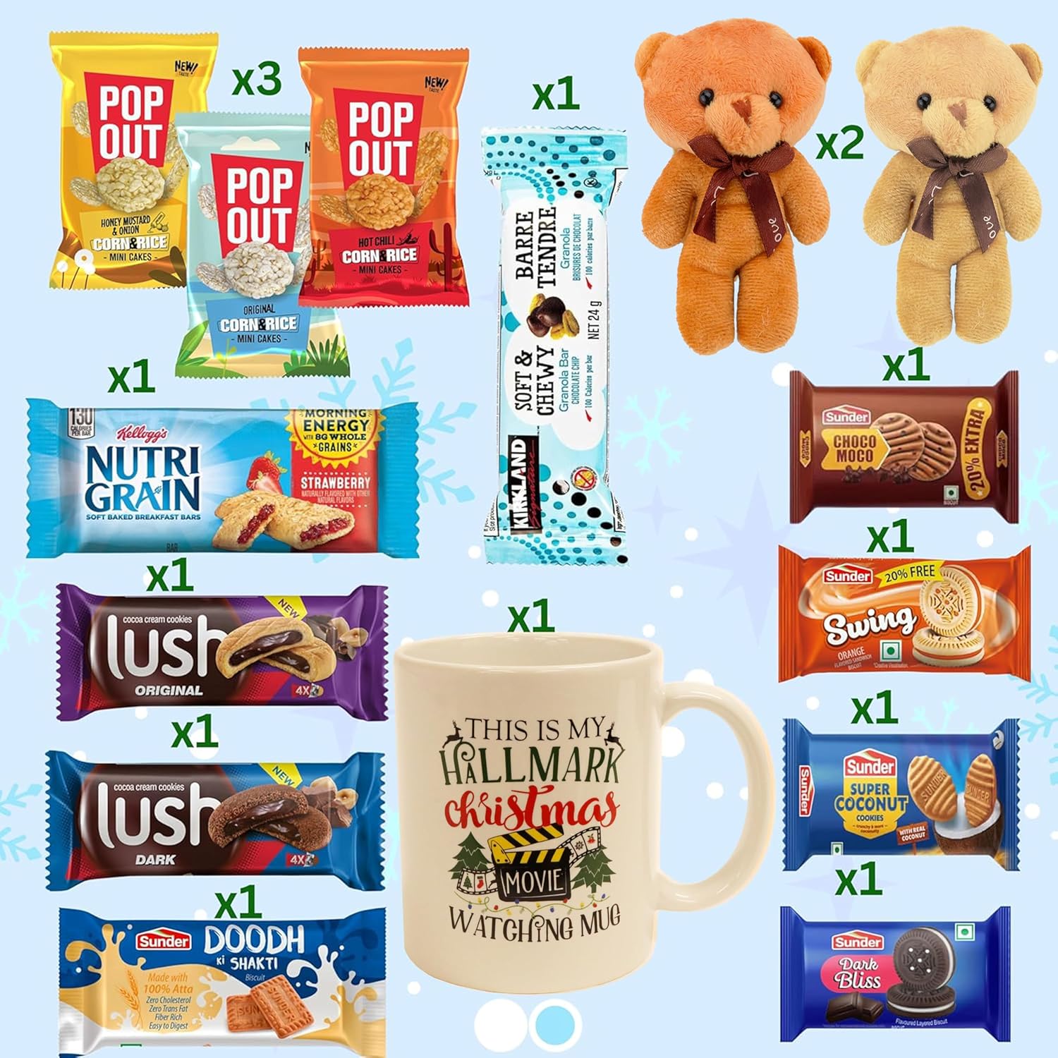 Christmas Gift Set Basket 50 Count - Perfect Holiday Treats and Favors