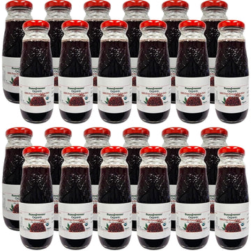 100% Organic Pomegranate Juice, 6.7 Oz Glass Bottle (24 Pack) - No Sugar, No Artificial Additives, Gluten-Free, Kosher