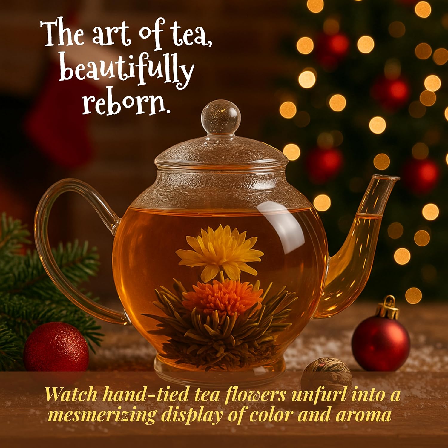 Tea Advent Calendar – 24 Unique Green Teas, Blooming Teas & Edible Flower Infusions Gift Set