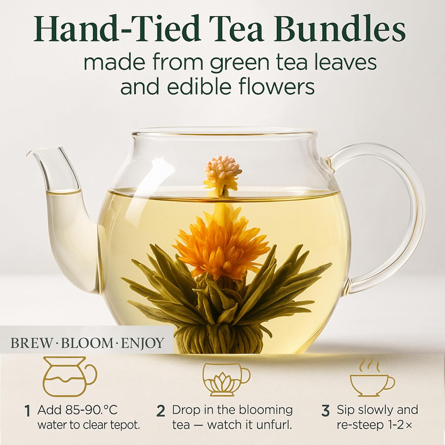 Tea Advent Calendar – 24 Unique Green Teas, Blooming Teas & Edible Flower Infusions Gift Set