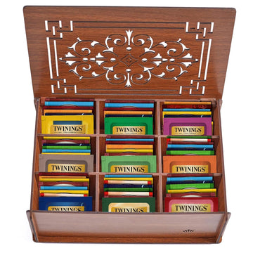 Tea Sampler Collection – 80 Assorted Tea Bags with Wooden Organizer - 0