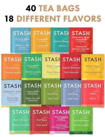 Tea Sampler Variety Pack – 40 Count Assorted Tea Bags in Handmade Cotton Pouch - 0