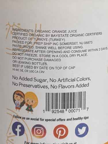 Organic Orange Juice (33.8 oz, 4 Pack) – USDA Certified & Pure