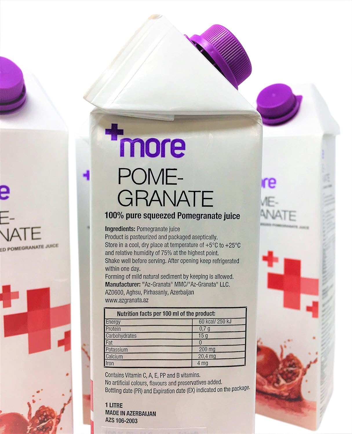 100% Pure Natural Pomegranate Juice (33.8 Oz Carton Box, 6 Pack) - No Sugar, No Artificial Ingredients