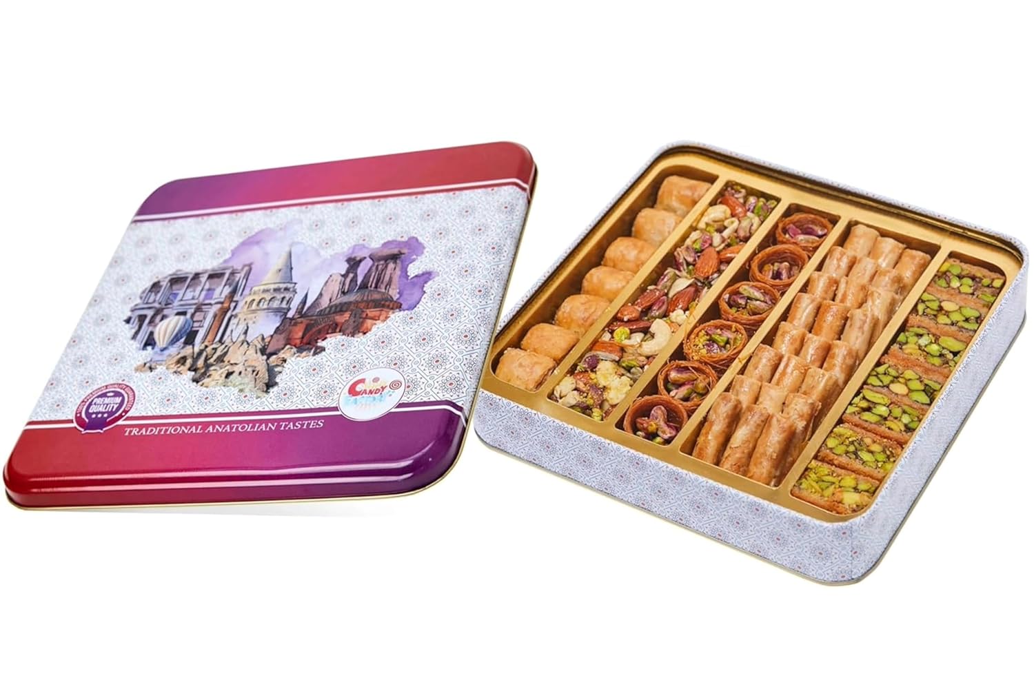 Sarah's Candy Factory 1.1 Lb Assorted Premium Baklava Pastry Gift Box Halal Snacks