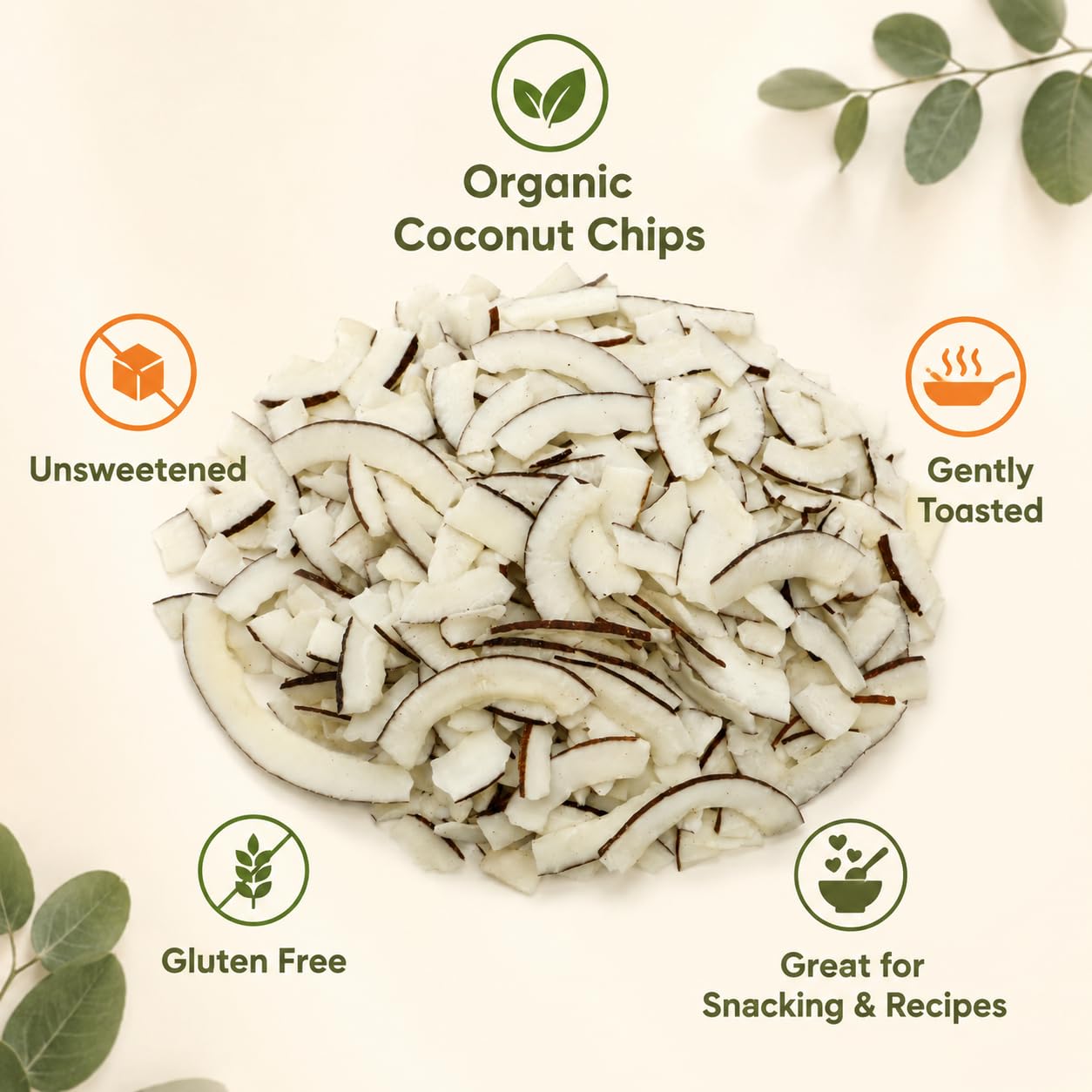Anna and Sarah Organic Toasted Coconut Chips Strips, 2.5 lb Resealable Bag