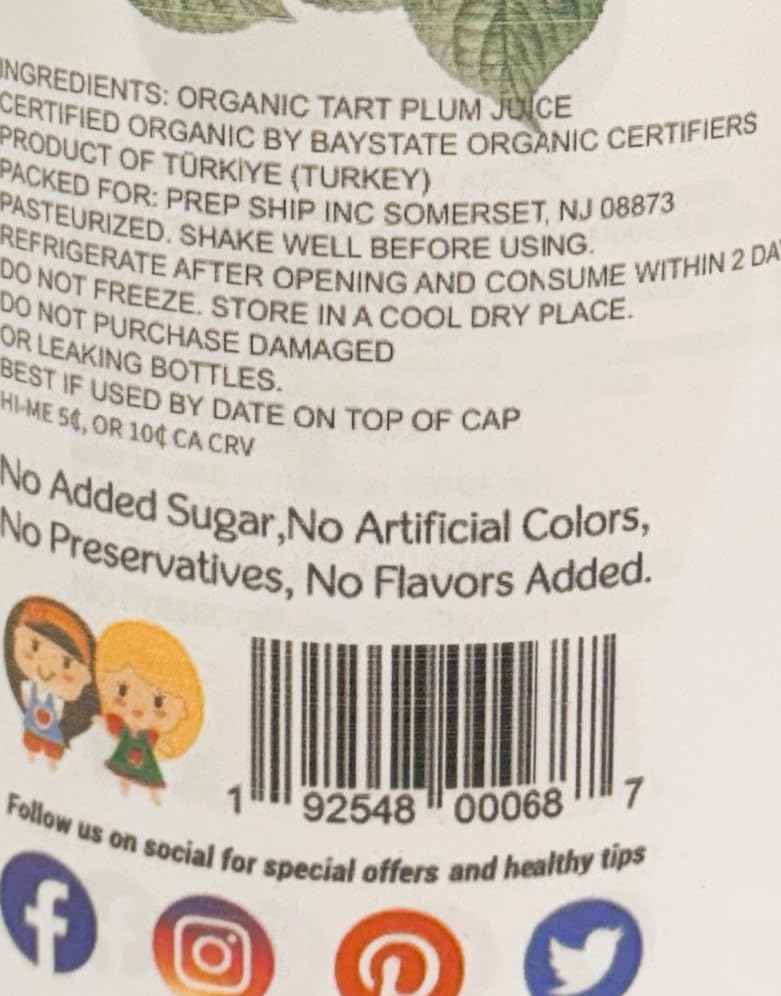 Organic Plum Juice (33.8 oz, 4 Pack) – USDA Certified & Pure Juice