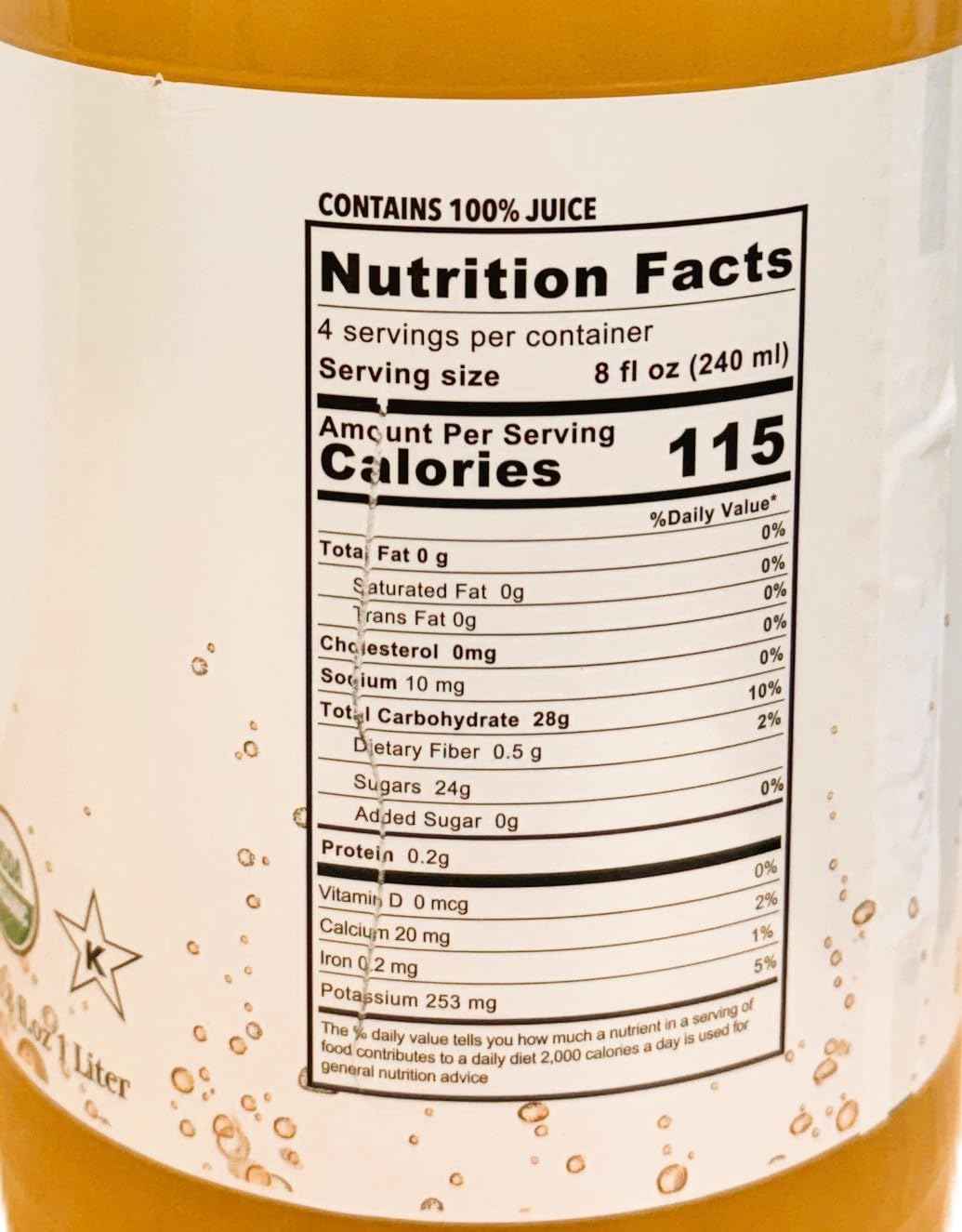 Organic Apple Juice (33.8 oz, 6 Pack) – USDA Certified & No Sugar