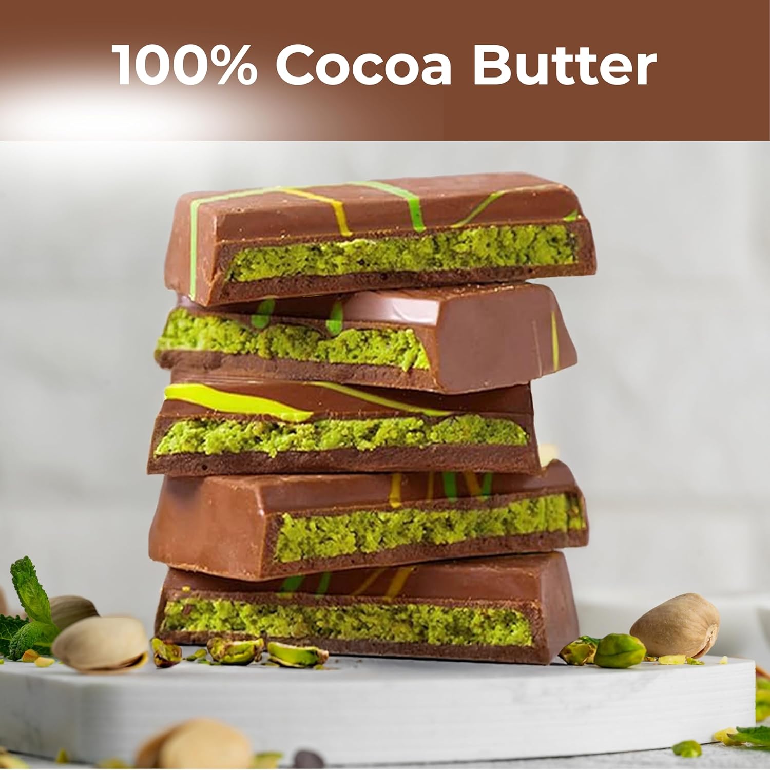 Luxury Dubai-Style Chocolate Bar 200g - Rich Gourmet Milk Chocolate with Pistachio Butter Cream & Knafeh Crunch