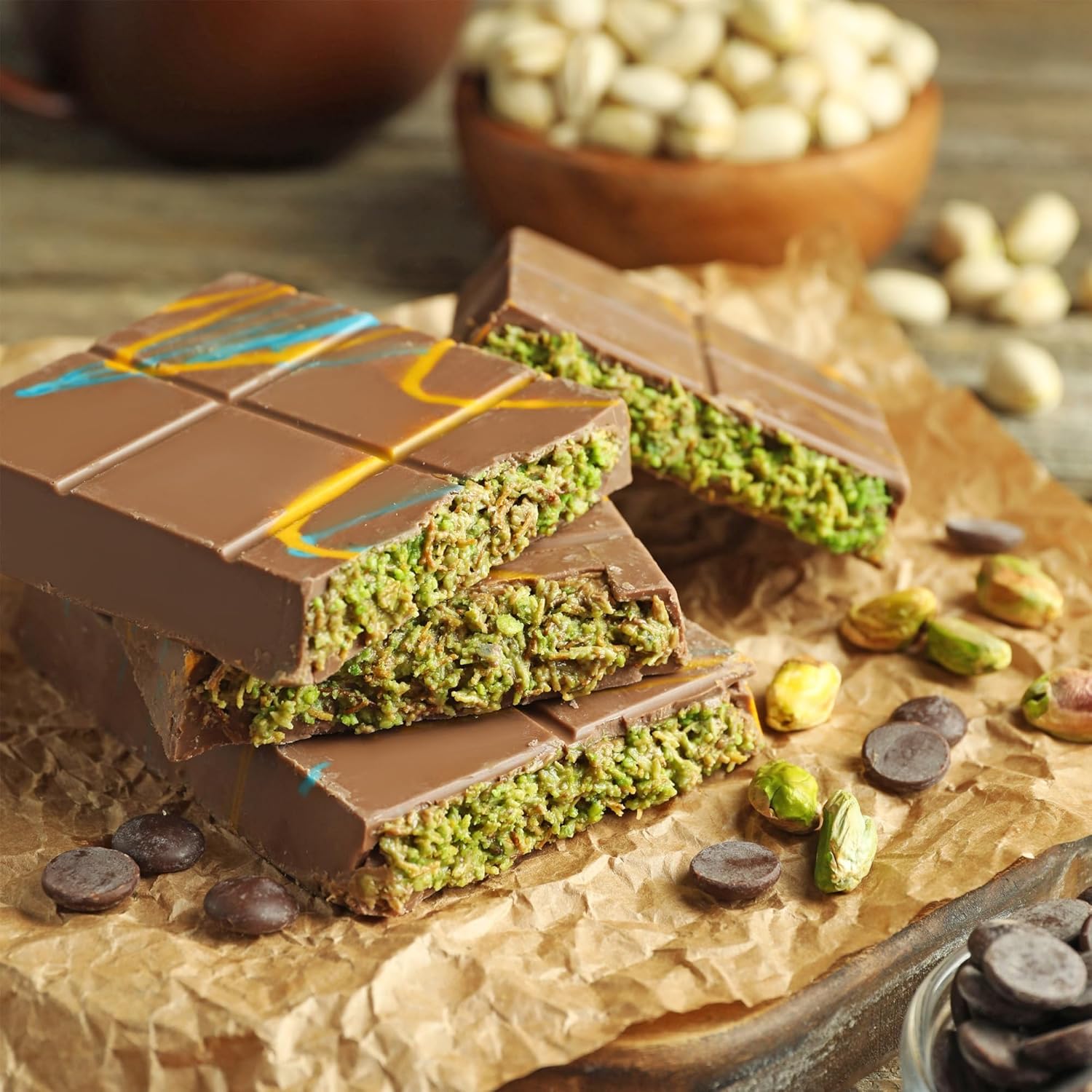 Luxury Dubai-Style Chocolate Bar 200g - Rich Gourmet Milk Chocolate with Pistachio Butter Cream & Knafeh Crunch