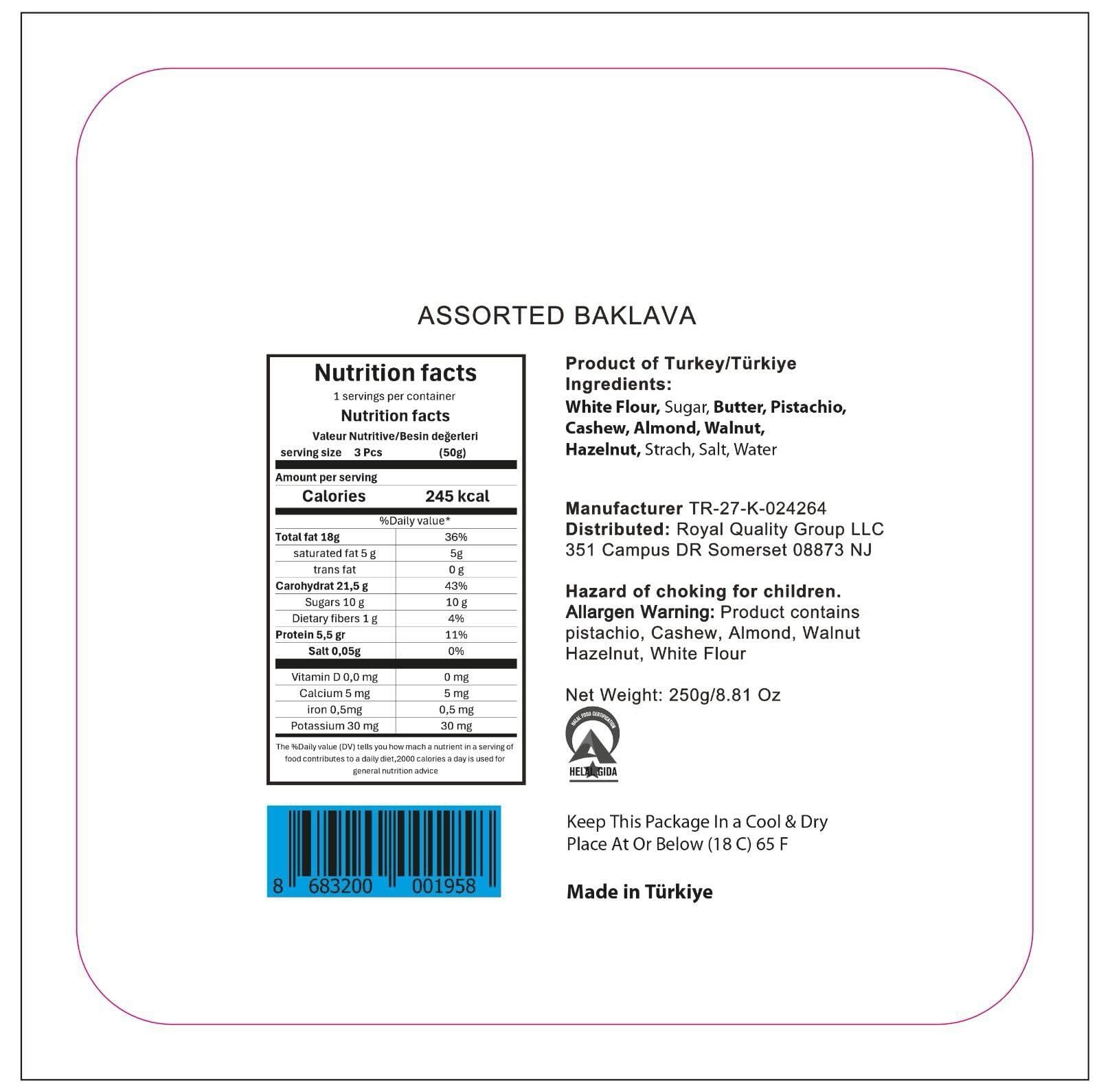 Sarah's Candy Factory Sarah's Candy Factory Premium Baklava Gift Box - 0.5 Lb