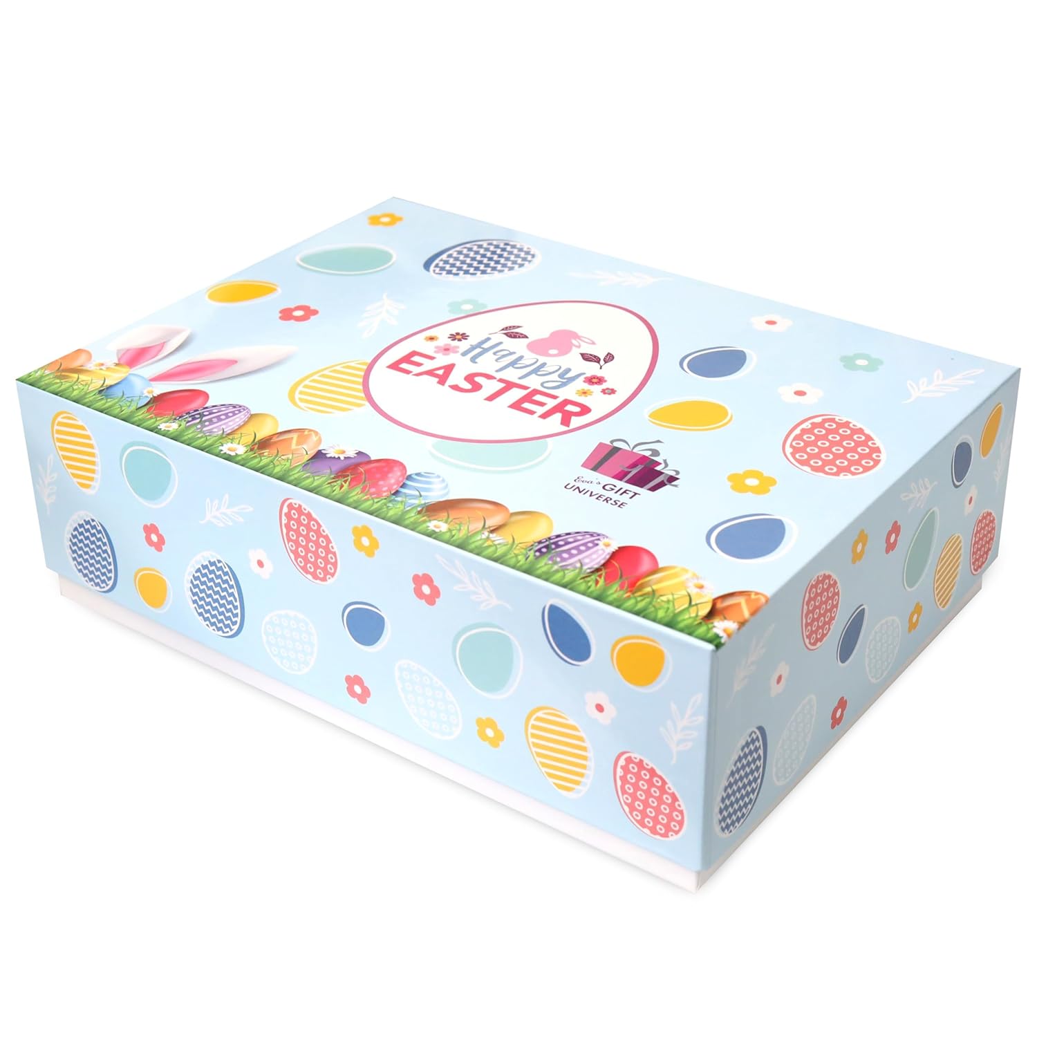 Easter Care Package Blue Box (52 Pieces) Filled with Candy, Chocolates, Snacks, Cookies, and More - Easter Gifts for Family, Friends, and College
