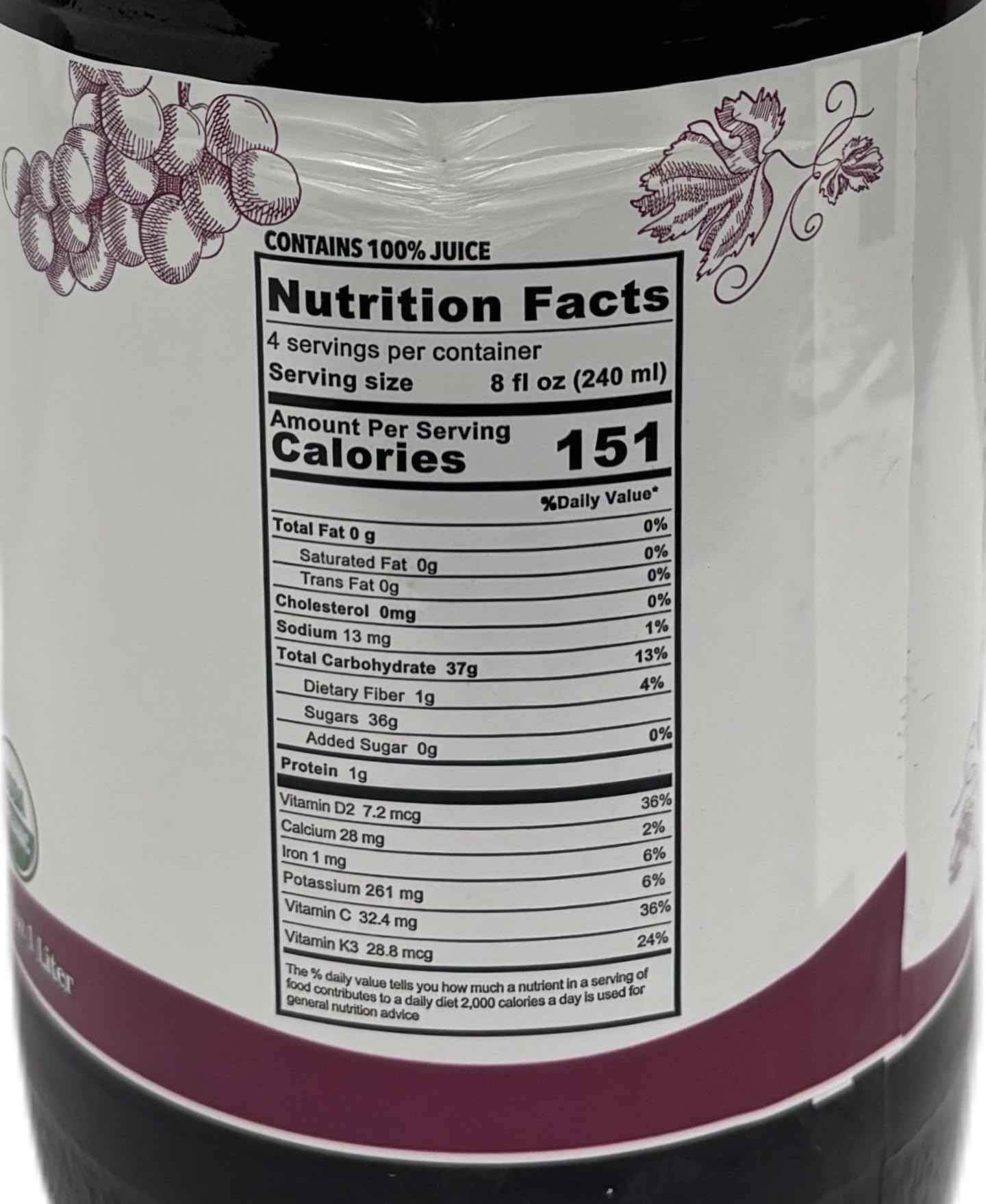 Organic Grape Juice (33.8 oz, 6 Pack) – USDA Certified & Pure