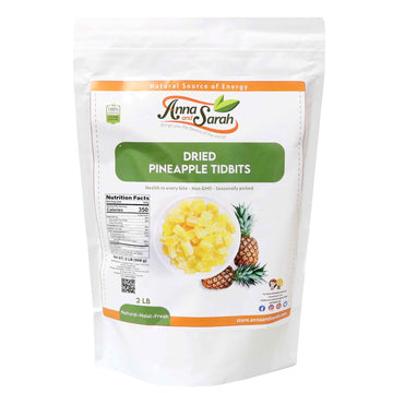Anna and Sarah Dehydrated Pineapple Tidbits - Natural, Non-GMO, Gluten-Free, 2 Lbs