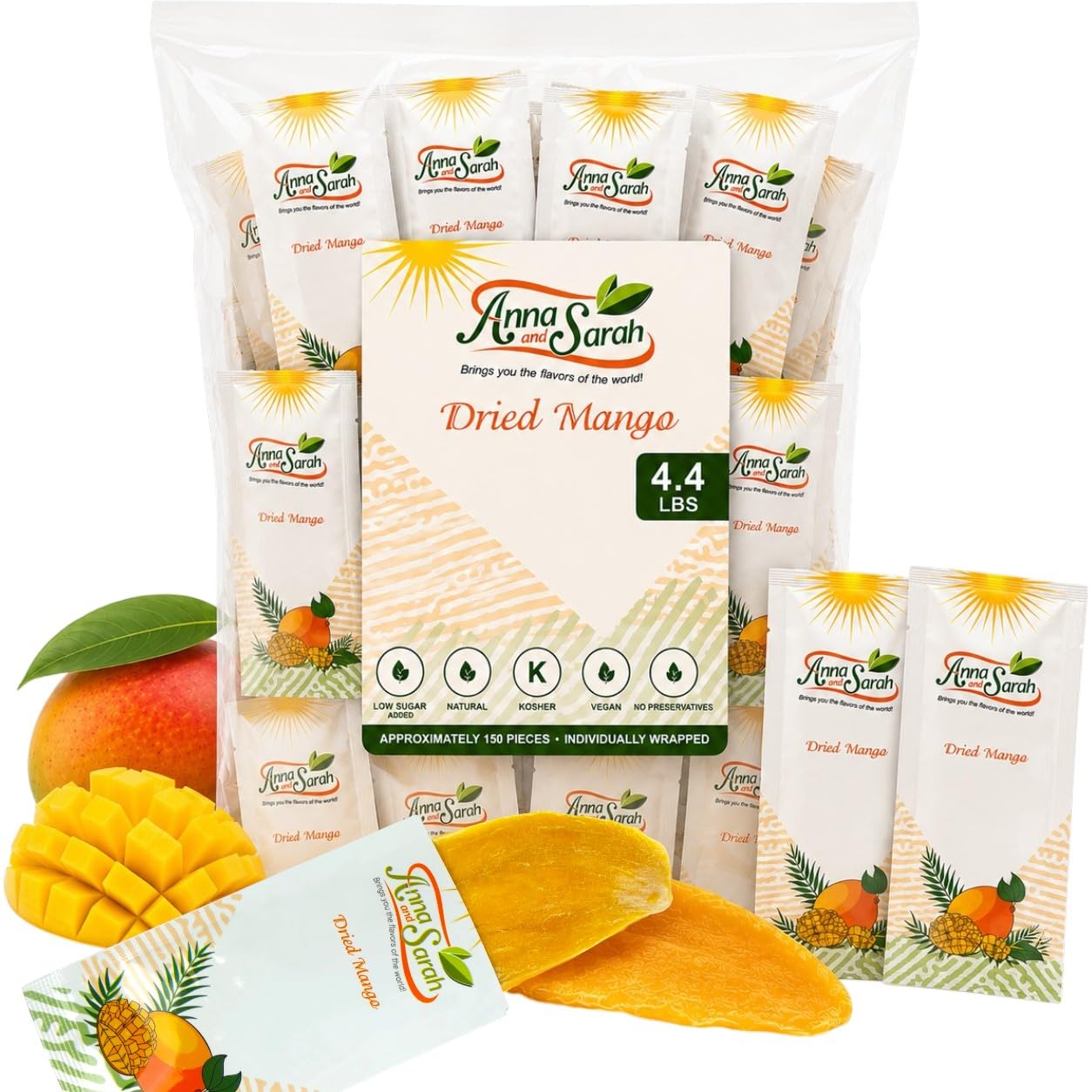 Anna and Sarah Dried Mango Slices - Individually Wrapped, 4.4 Lbs