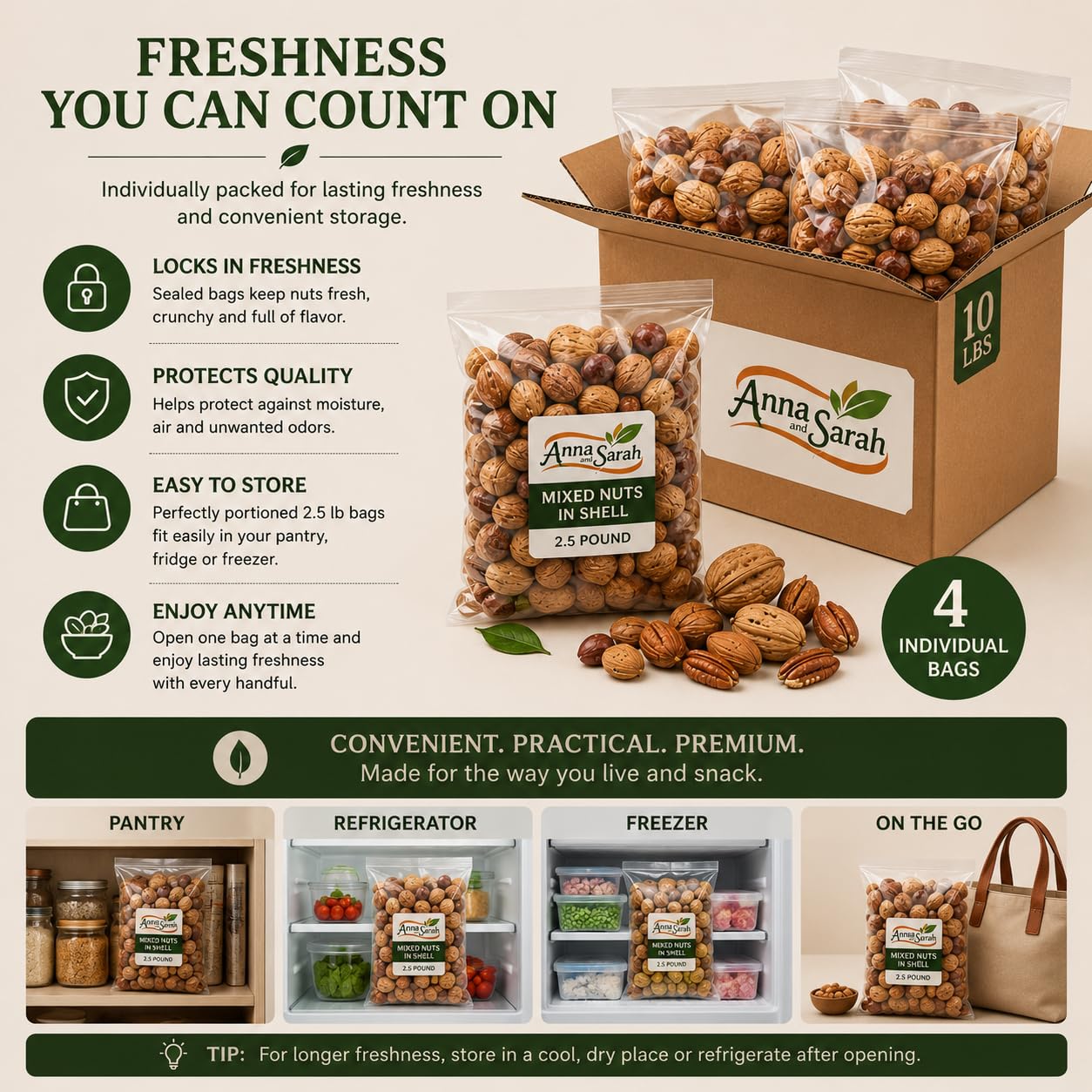 10 Lbs Premium Kosher Mixed Nuts in Shell Box - No Brazil Nut