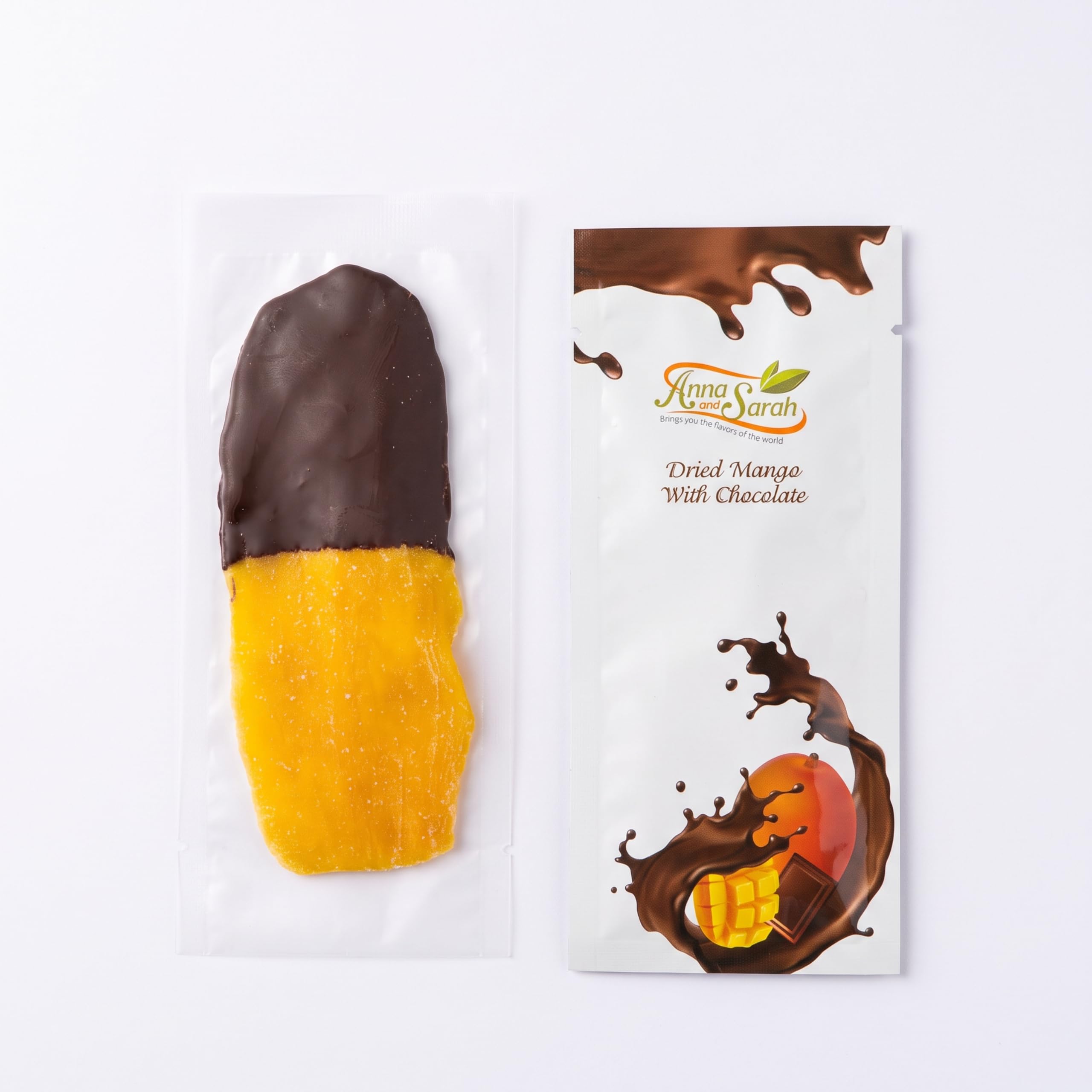 Anna and Sarah Chocolate Covered Dried Mango Slices — Individually Wrapped, Bulk 150 Pieces