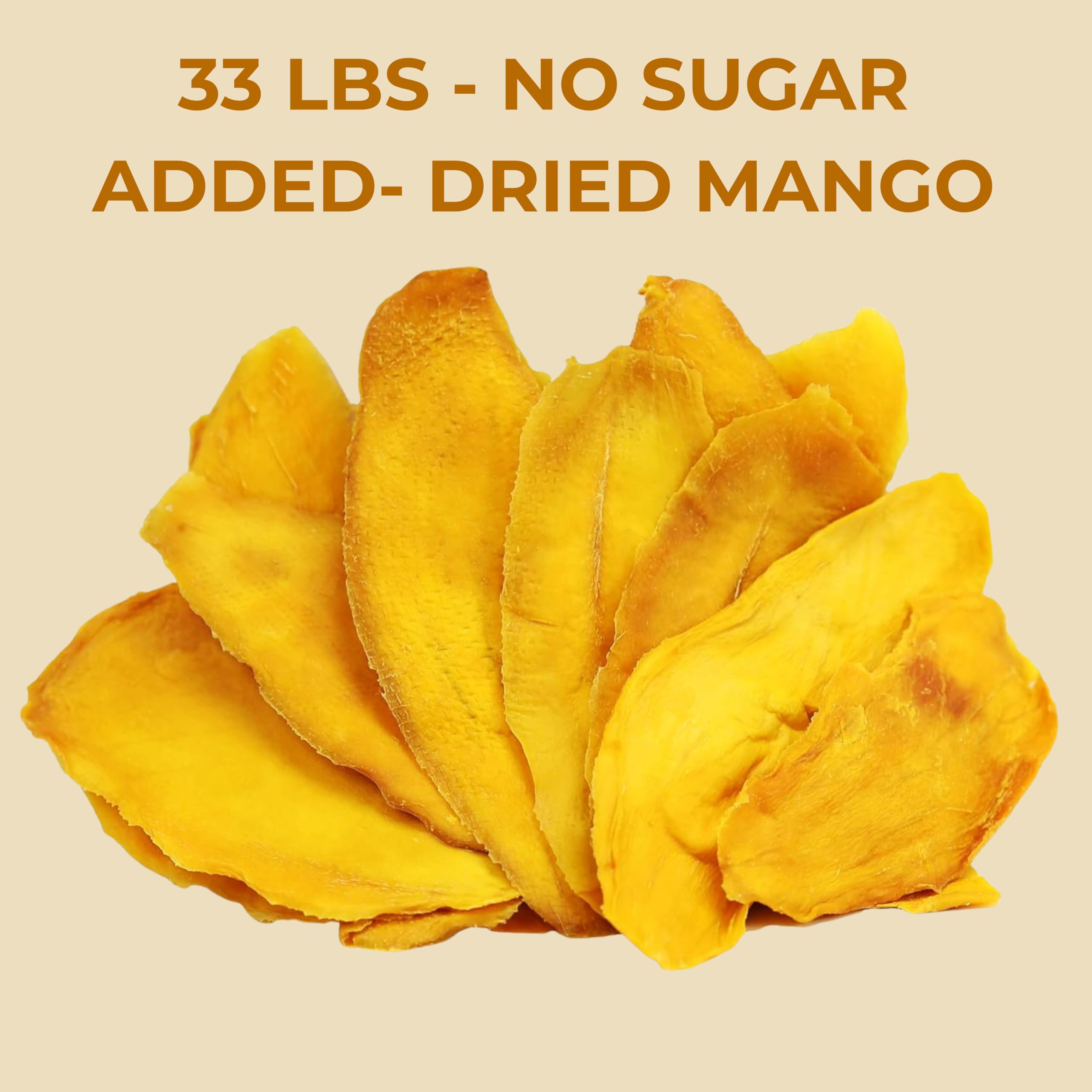 Dried Mango Slices - 33 Lbs Soft & Juicy, No Sugar Added