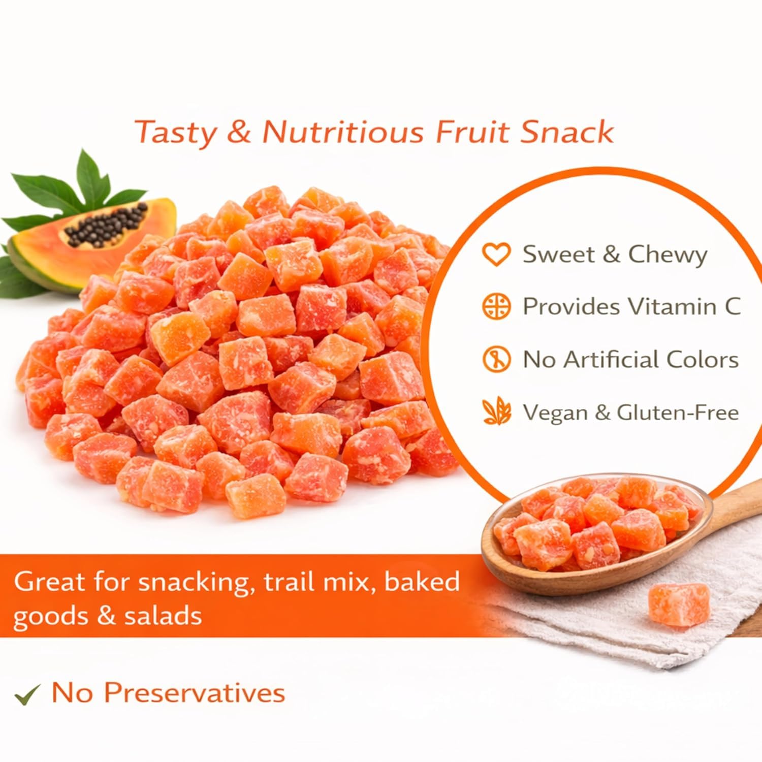 Anna and Sarah Natural Dehydrated Papaya Chunks