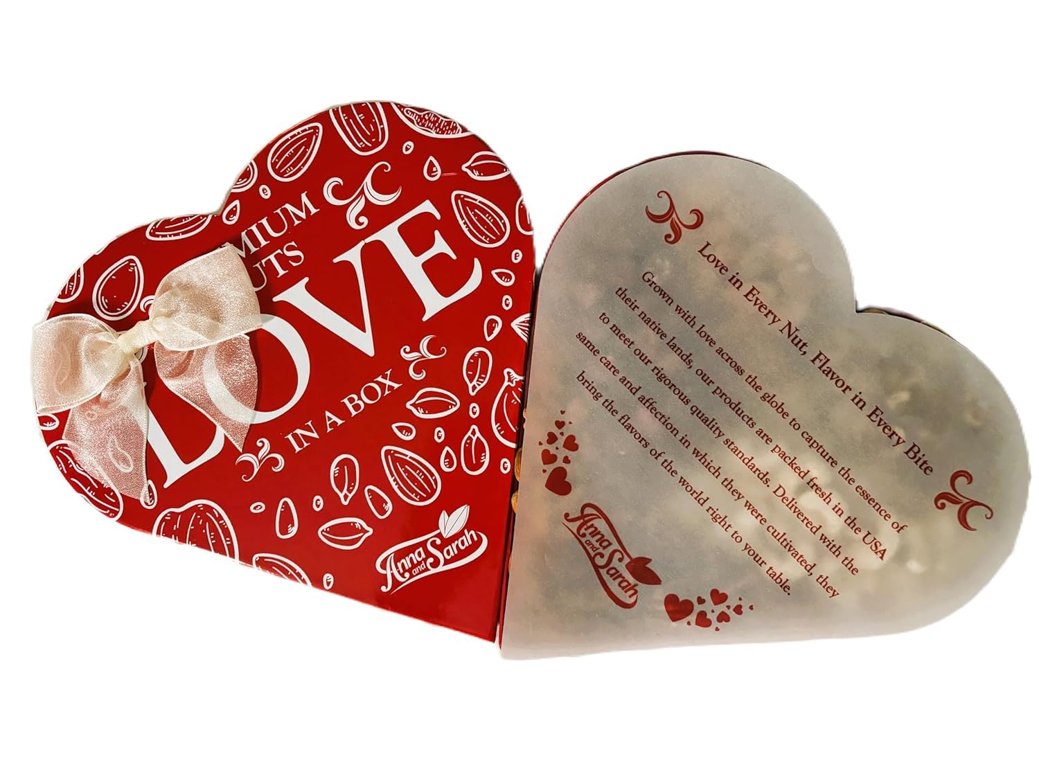 Anna and Sarah Premium Mixed Nuts Heart Shaped Gift Basket (2 Pack)