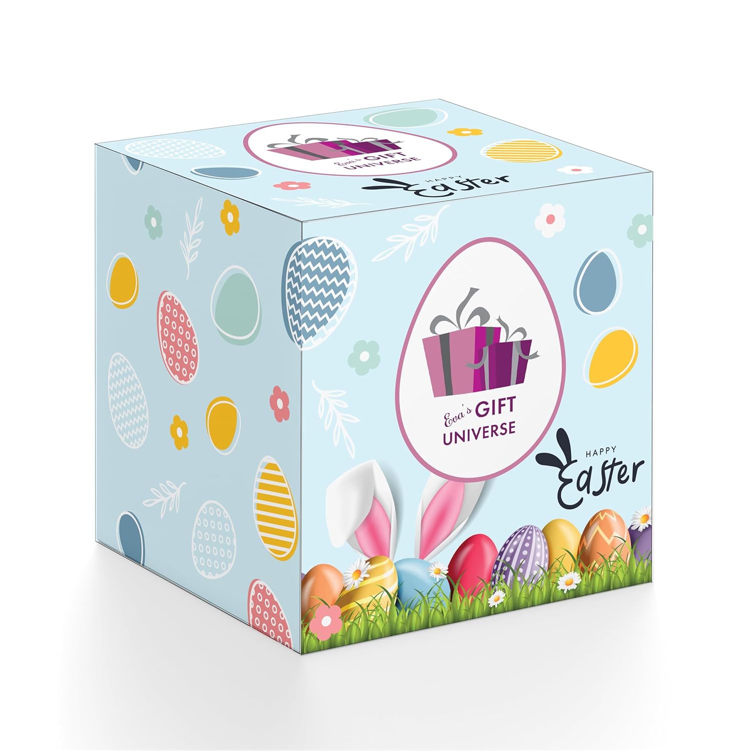 Easter Care Package Blue Gift Box (52 Pieces) Filled with Candy, Chocolates, Snacks, Cookies, and More – Perfect Easter Gifts for Family, Friends, and College Students