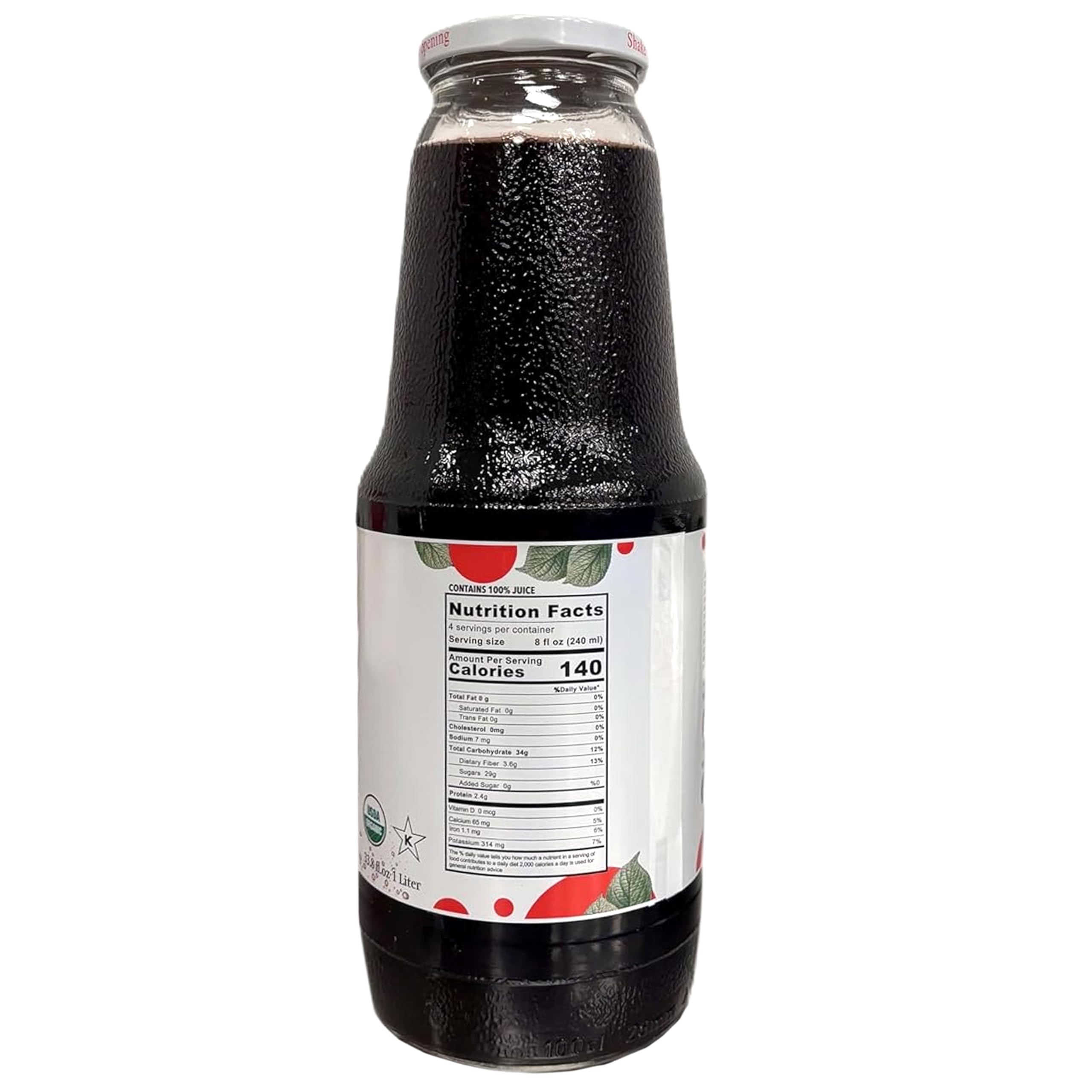 Organic Tart Cherry Juice (33.8 oz, 2 Pack) – USDA Certified & Pure Juice