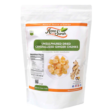 Anna and Sarah Unsulphured Crystallized Ginger Chunks - 3 Lbs