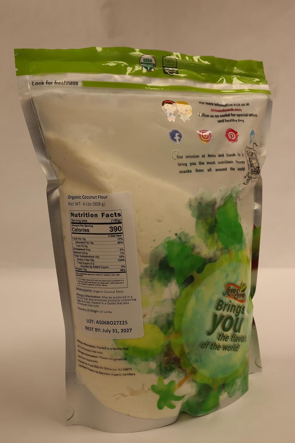 Anna and Sarah Organic Coconut Flour 4 Lbs - Bulk Packs