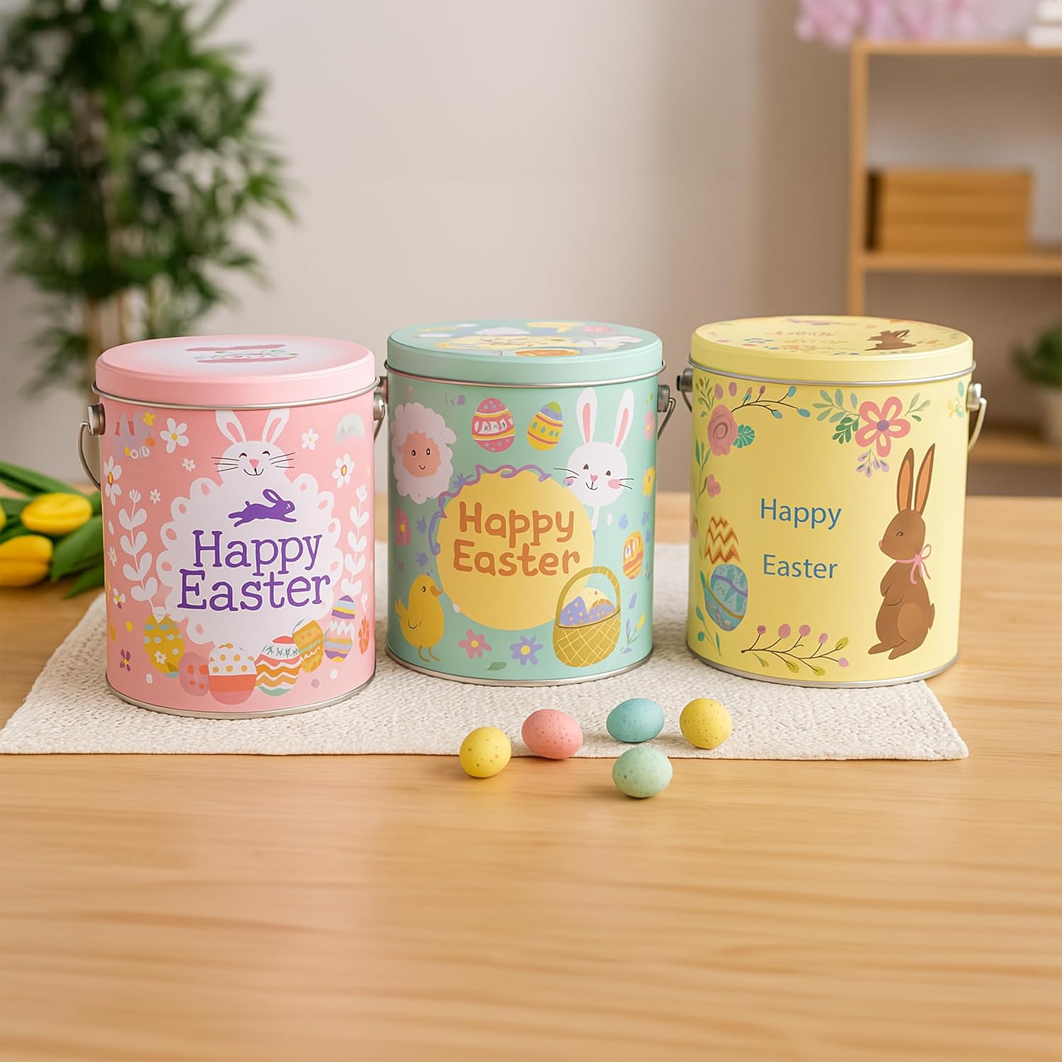 Easter Care Package Blue Gift Box (52 Pieces) Filled with Candy, Chocolates, Snacks, Cookies, and More – Perfect Easter Gifts for Family, Friends, and College Students