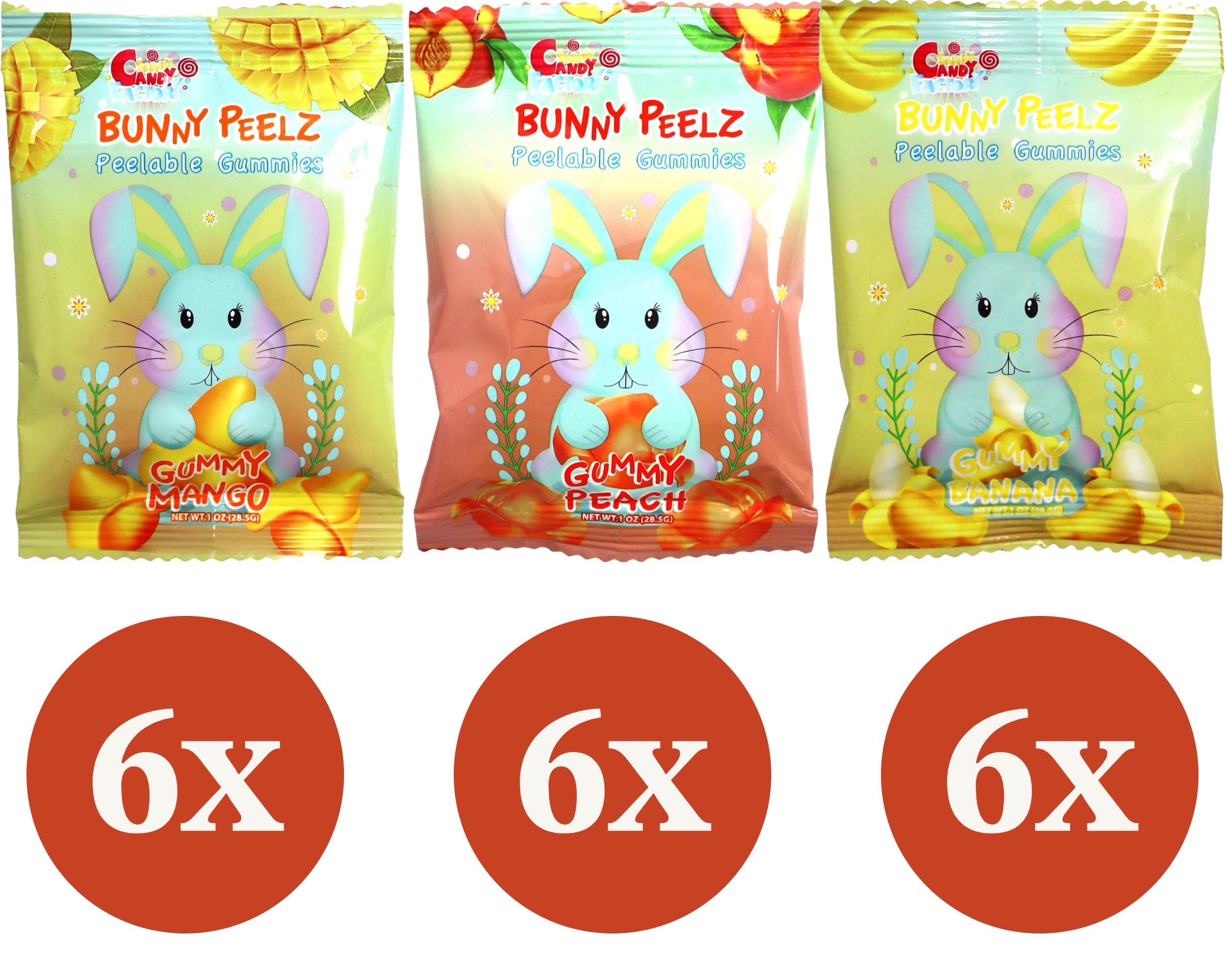 Sarah's Candy Factory Sarah's Candy Factory 3 Variety Peelable Gummy Candy - Mango, Peach & Banana - 1 Oz (18 Pack)