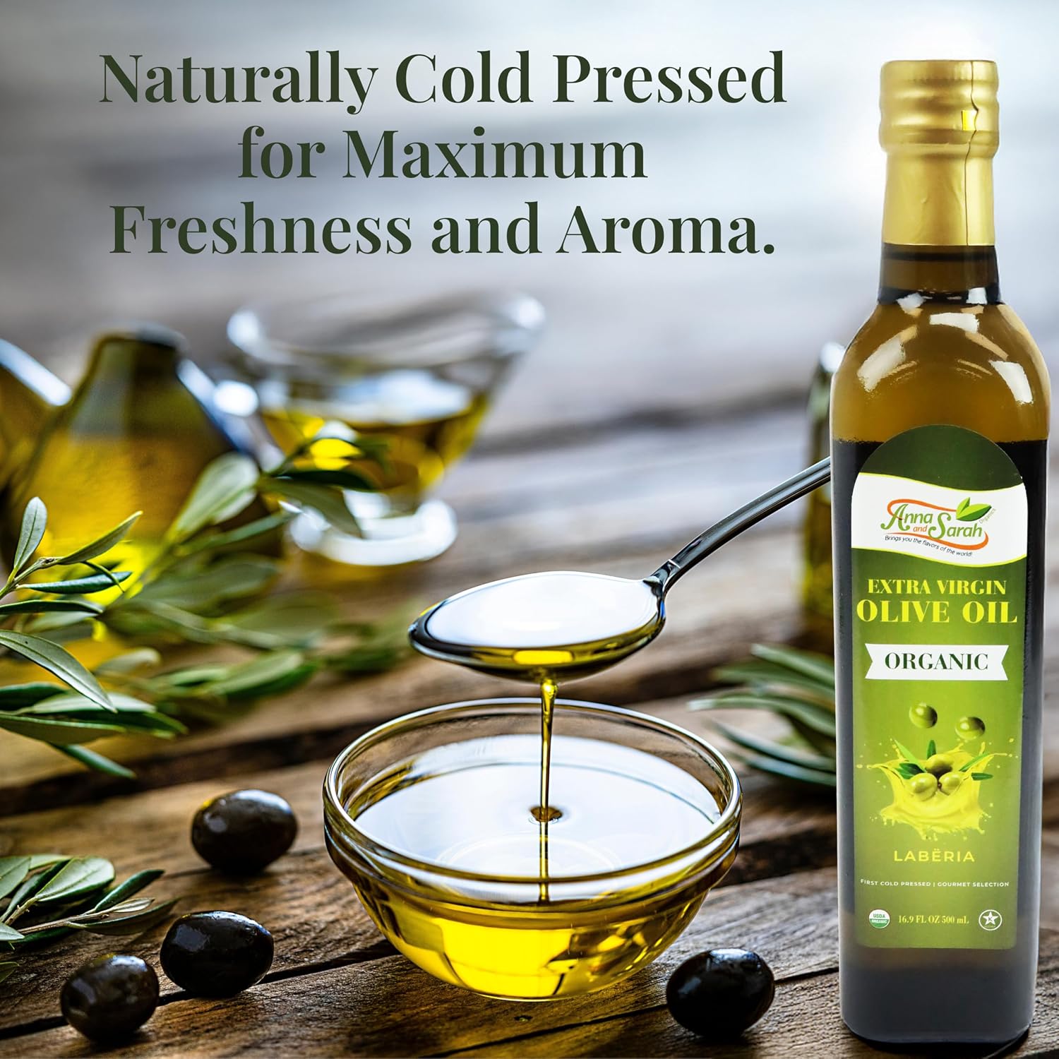 Anna and Sarah USDA Organic Extra Virgin Olive Oil - Cold Pressed