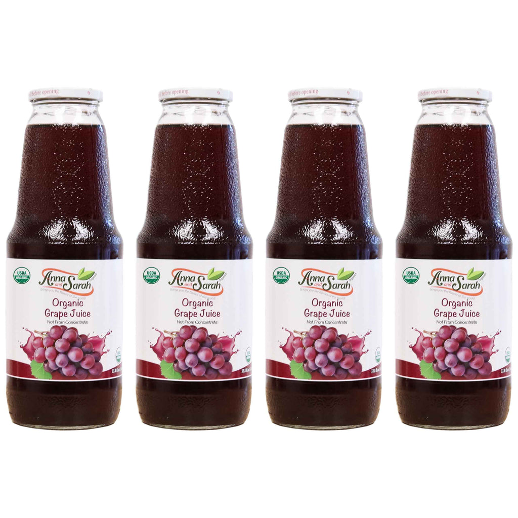 Organic Grape Juice - USDA Certified Pure (33.8 oz, 4 Pack)