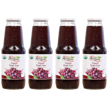Organic Grape Juice - USDA Certified Pure (33.8 oz, 4 Pack)