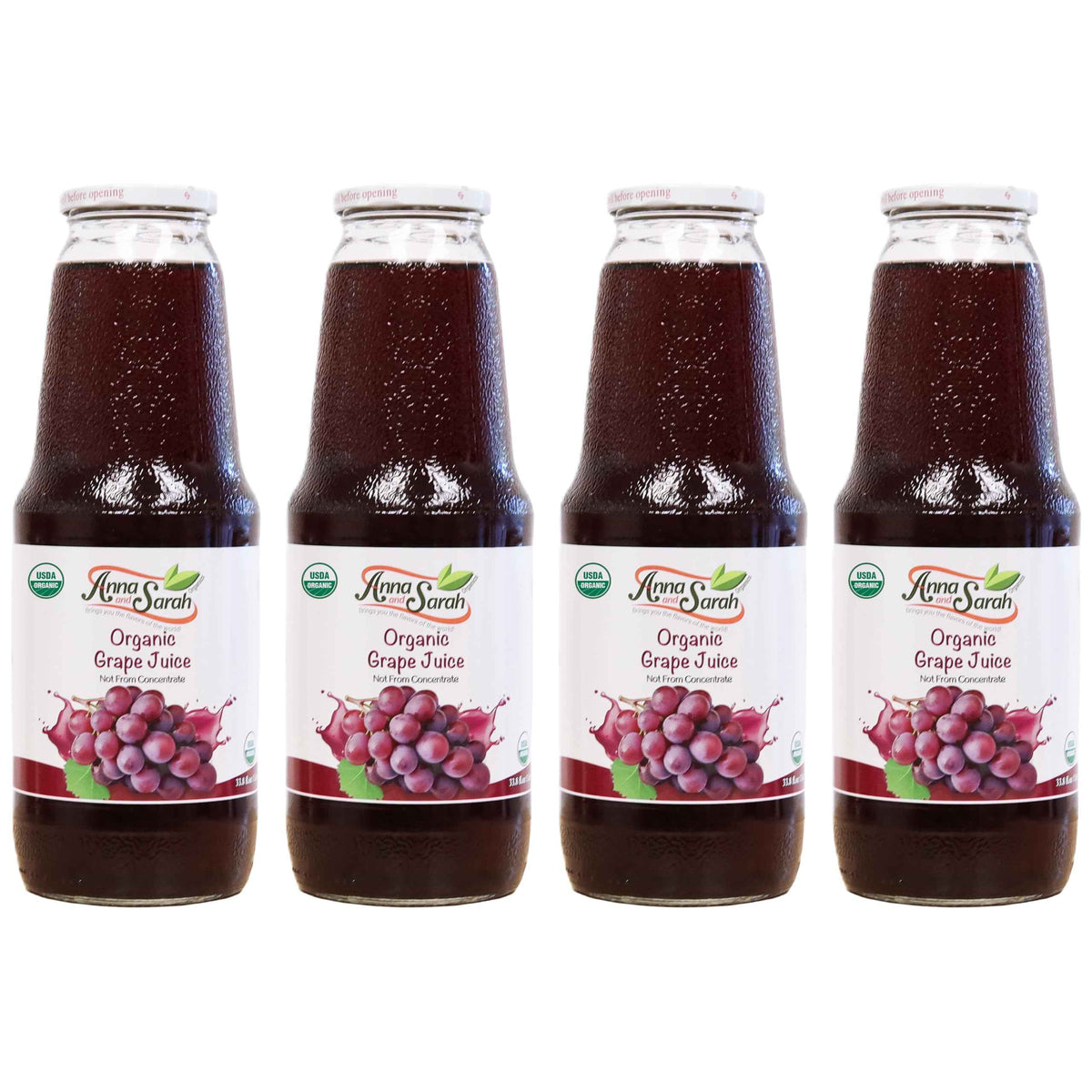 Organic Grape Juice - USDA Certified Pure (33.8 oz, 4 Pack)