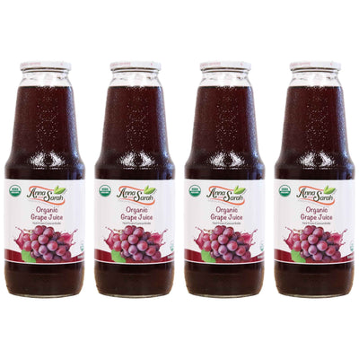 Organic Grape Juice - USDA Certified Pure (33.8 oz, 4 Pack)