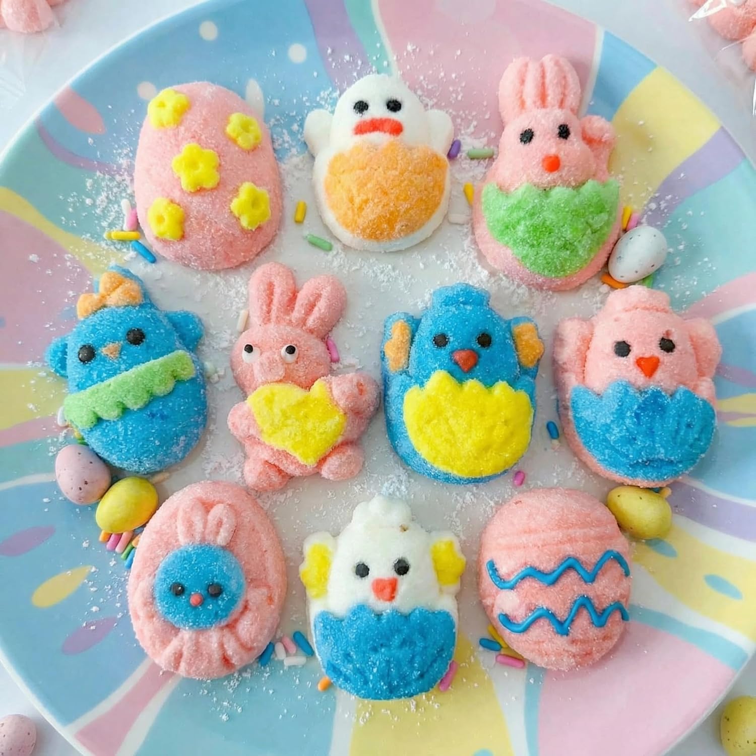 Easter Care Package Blue Box (52 Pieces) Filled with Candy, Chocolates, Snacks, Cookies, and More - Easter Gifts for Family, Friends, and College
