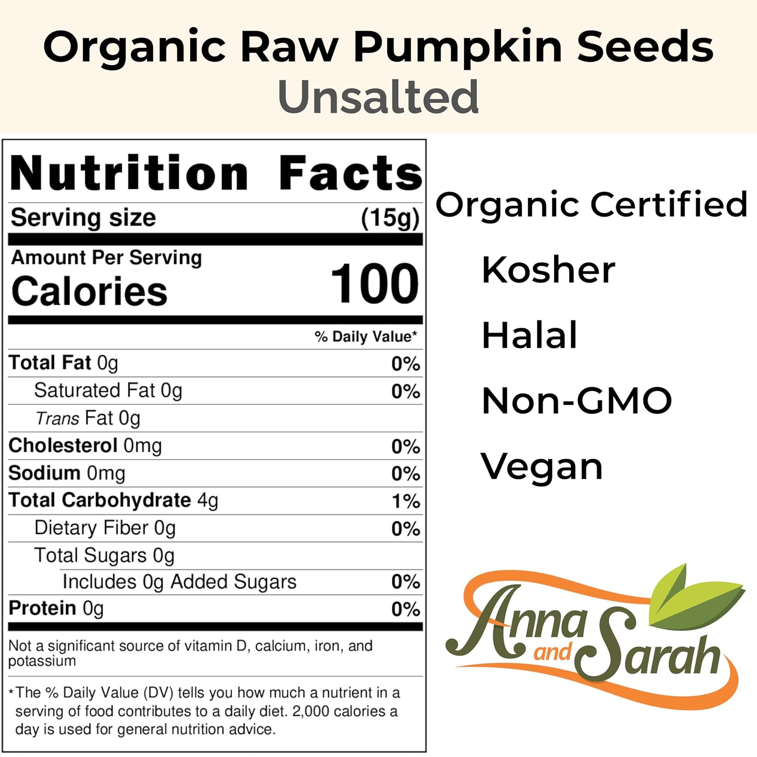 Anna and Sarah Organic Raw Shelled Pumpkin Seeds