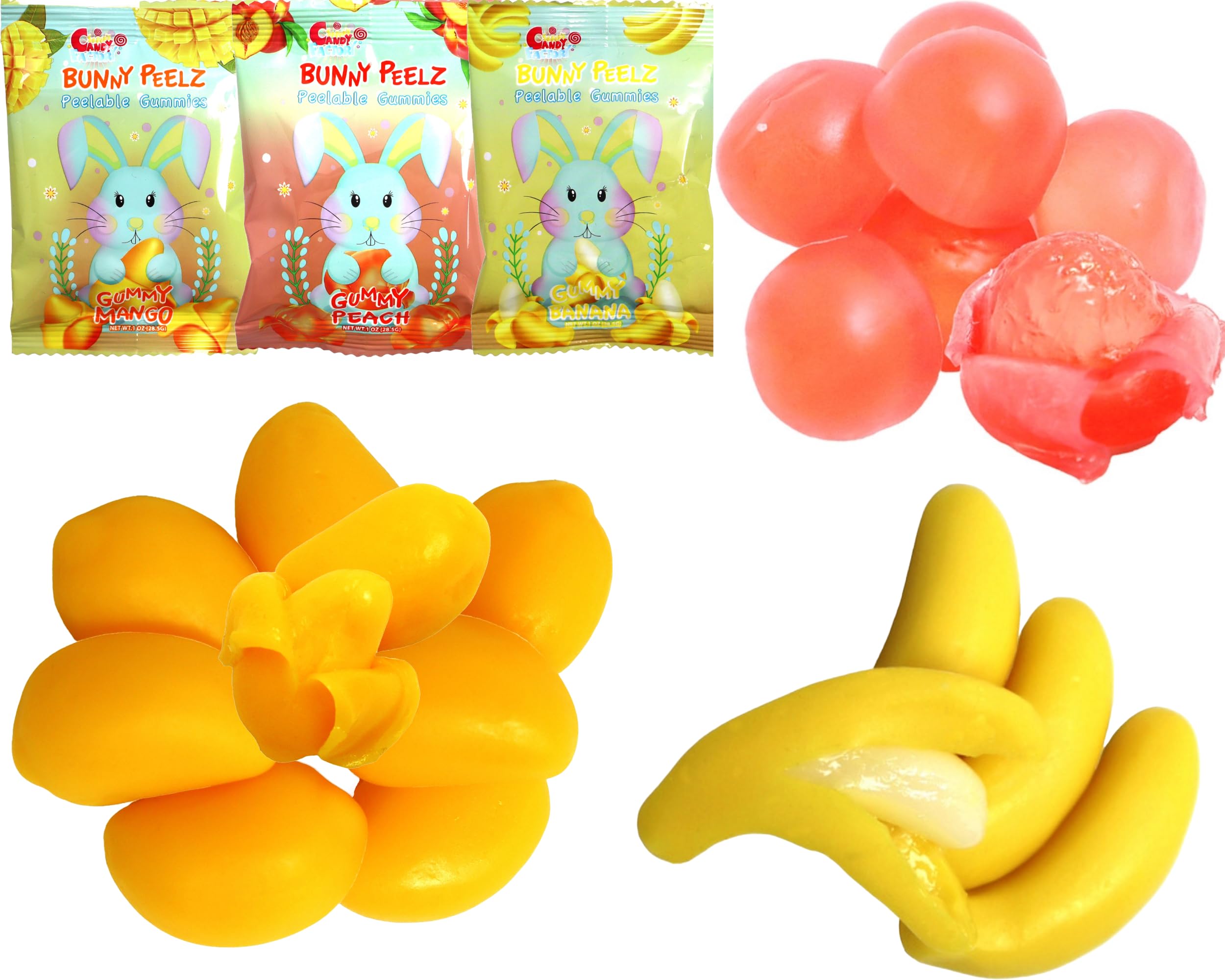 Sarah's Candy Factory Sarah's Candy Factory 3 Variety Peelable Gummy Candy - Mango, Peach & Banana - 1 Oz (18 Pack)
