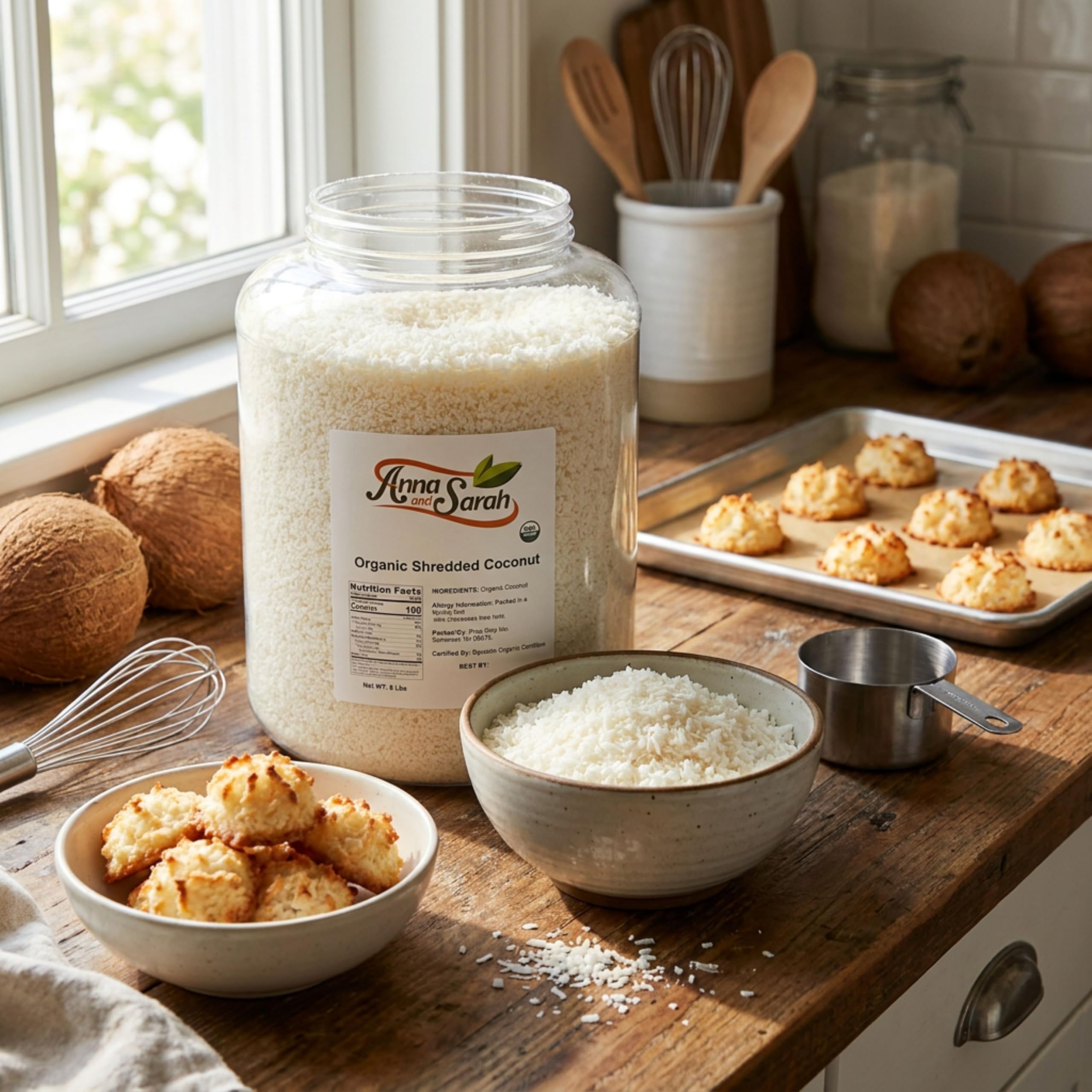 Anna and Sarah Organic Unsweetened Medium Shredded Coconut, 6 lb Jar
