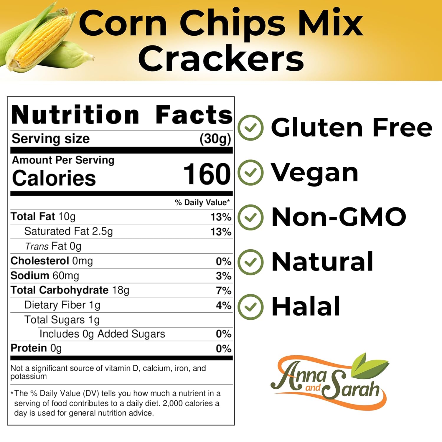 Anna and Sarah Corn Chips Mix Crackers - 8.8 Oz
