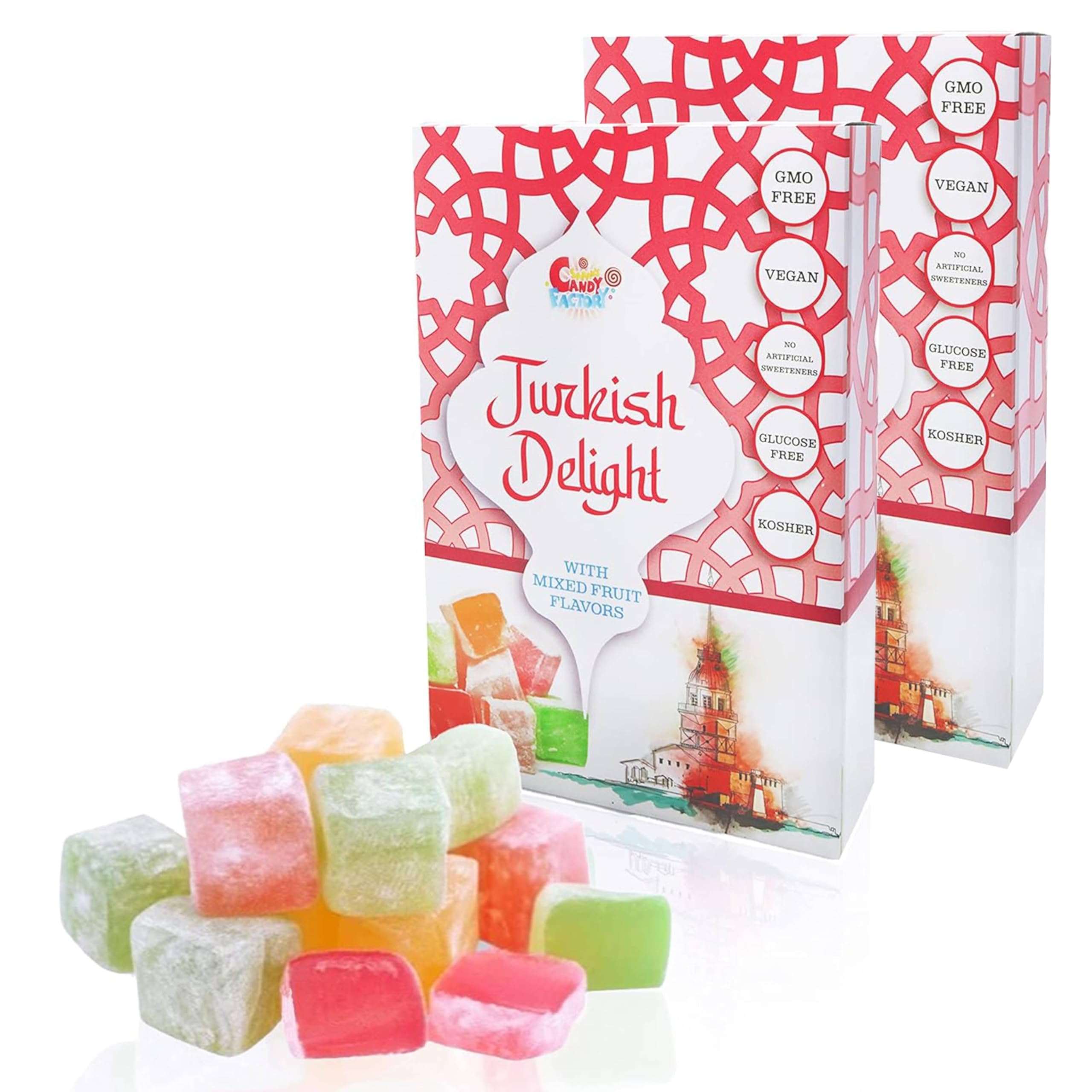 Sarah's Candy Factory Assorted Fruit Turkish Delight 8.8 oz - Pack of 2