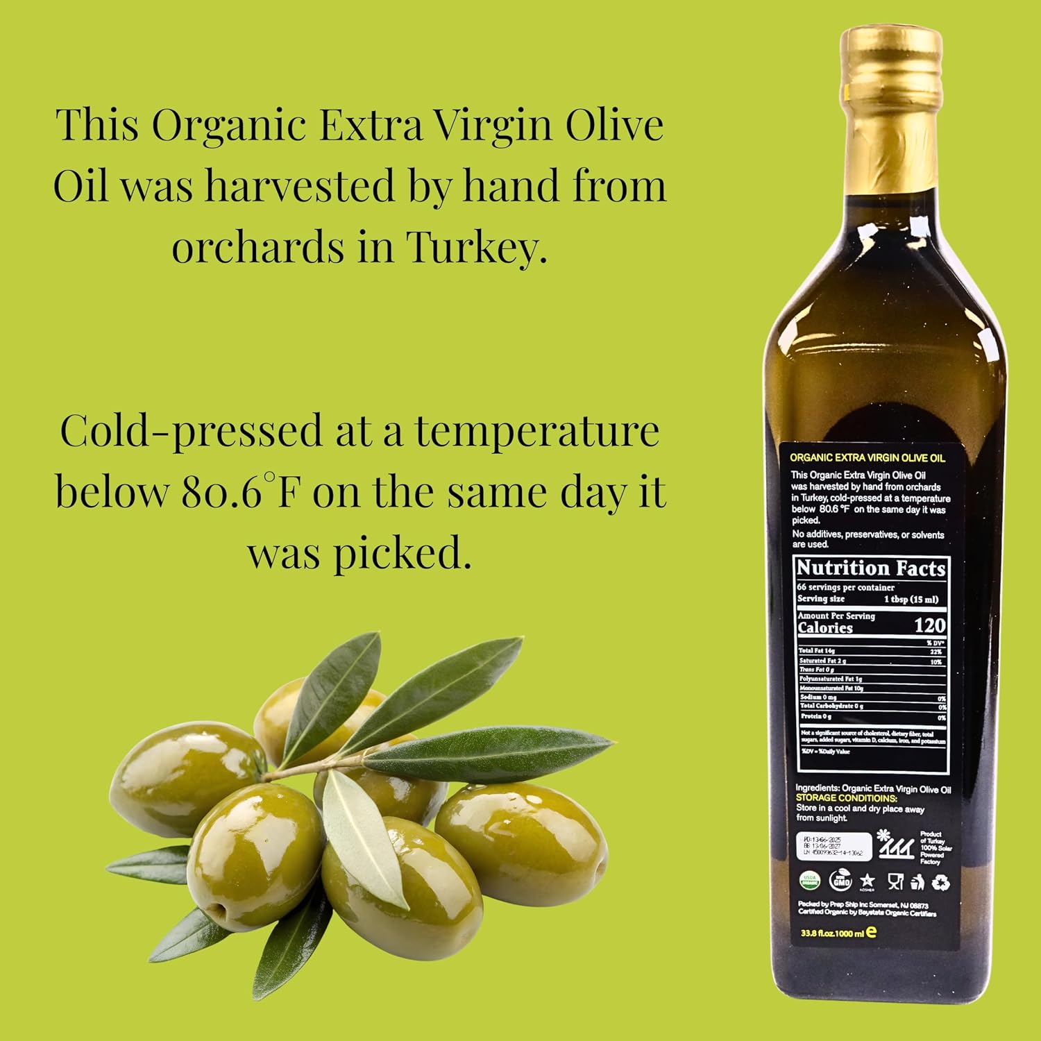 Anna and Sarah USDA Organic Extra Virgin Olive Oil - Cold Pressed