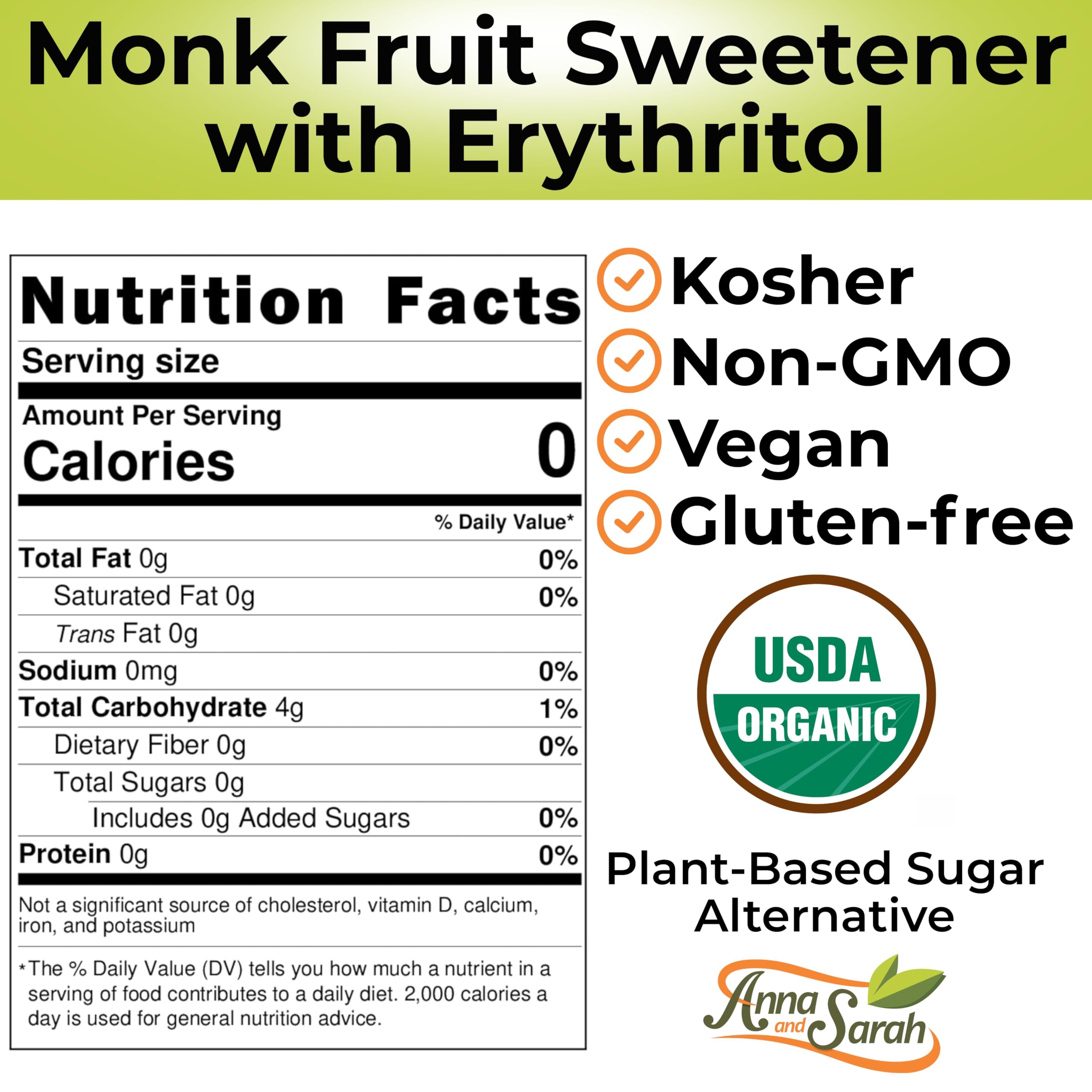 Organic Monk Fruit Sweetener 40 lbs: Bulk 8-Pack White Sugar Sub