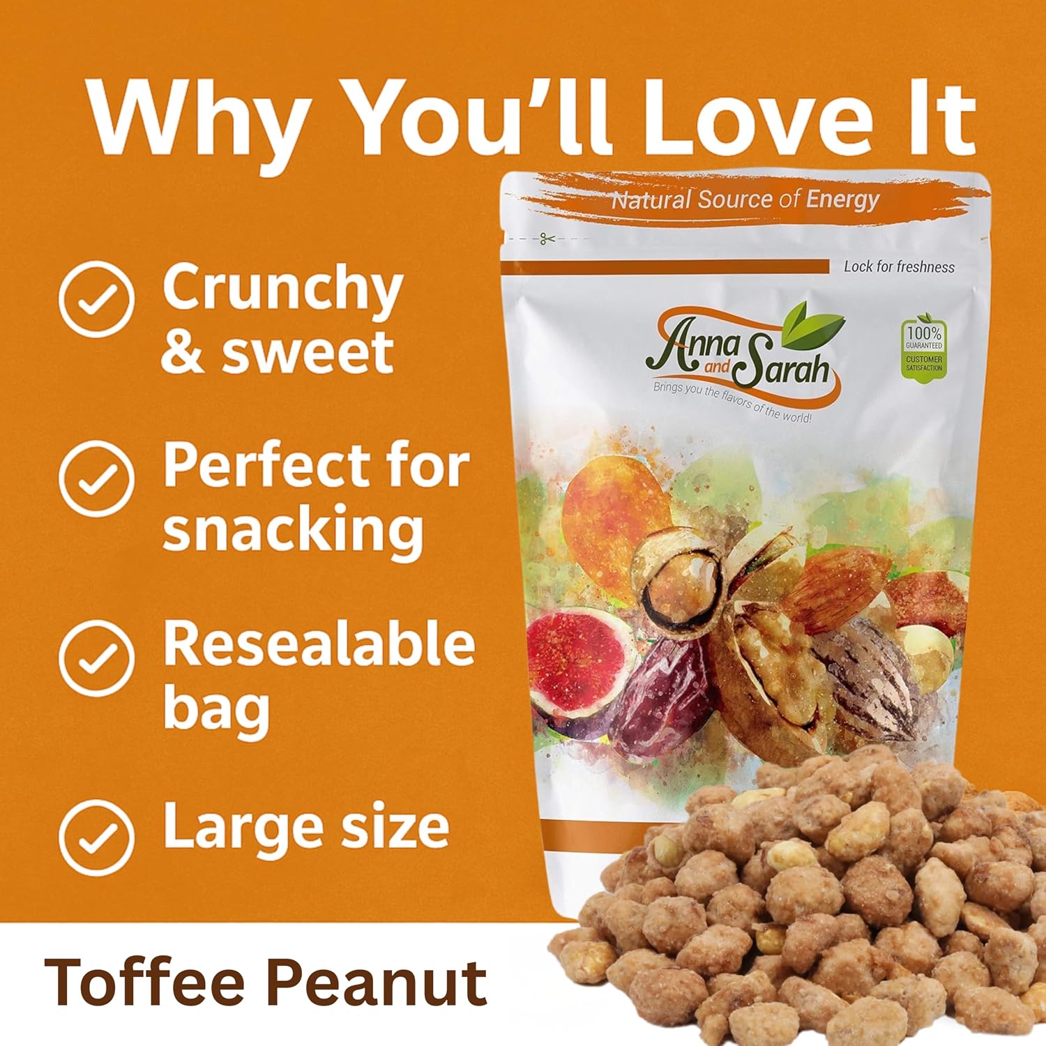 Anna and Sarah Toffee Peanuts - 24 Oz Resealable Bag